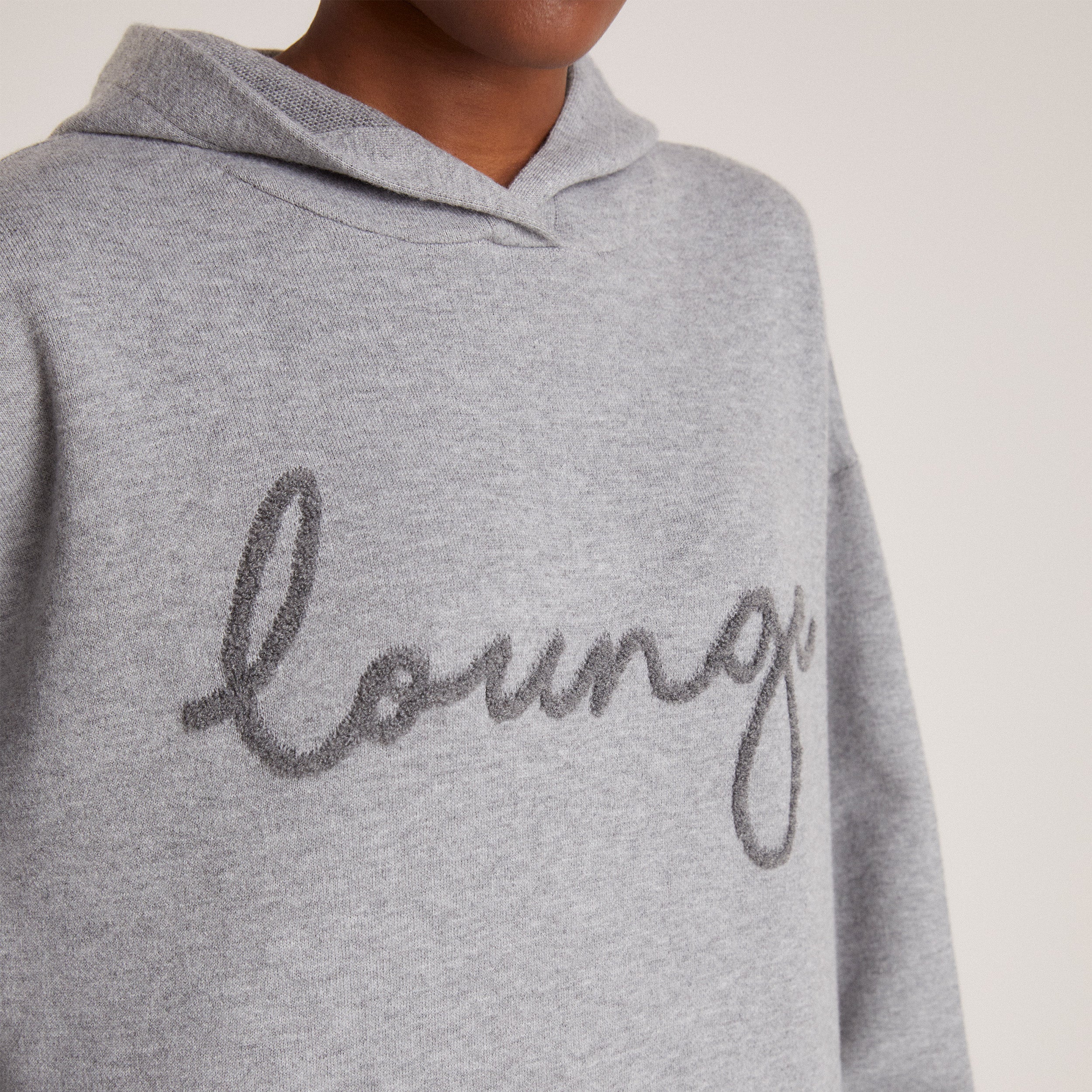 Gestricktes Lounge-Hoodie | Gestricktes Lounge-Hoodie - Grau-Marmor