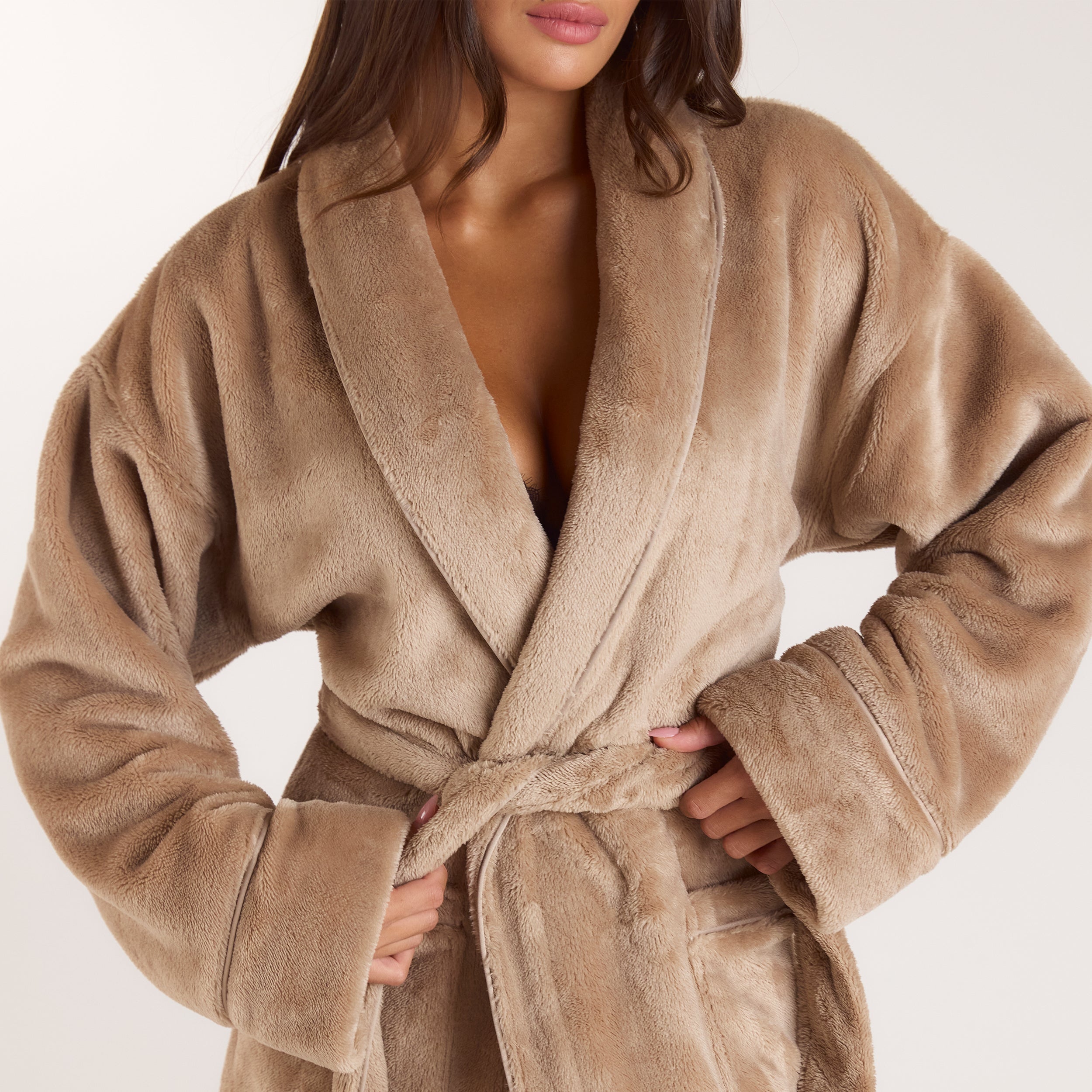 Langer Morgenmantel | Langer Morgenmantel - Beige