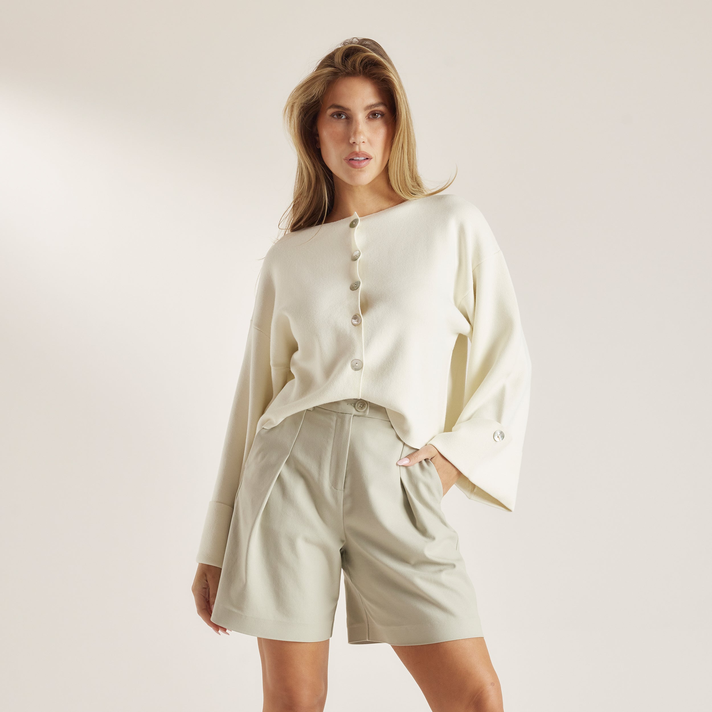 Locker Geschnittener Cardigan | Locker Geschnittener Cardigan - Stein