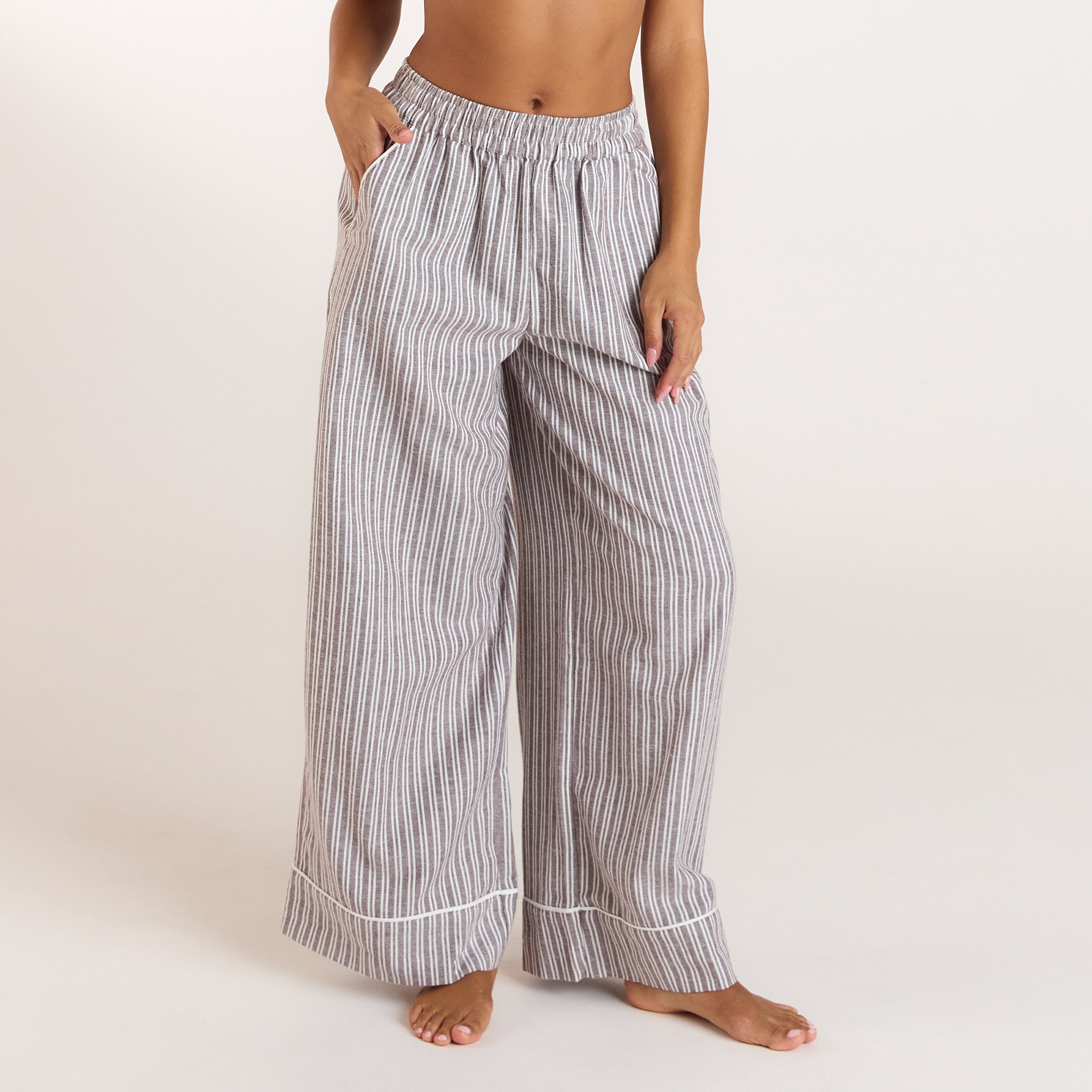 Stripe Pyjama Hose - Schokolade
