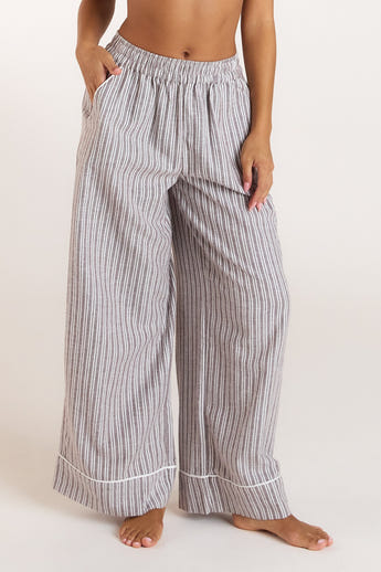 Stripe Pyjama Hose - Schokolade