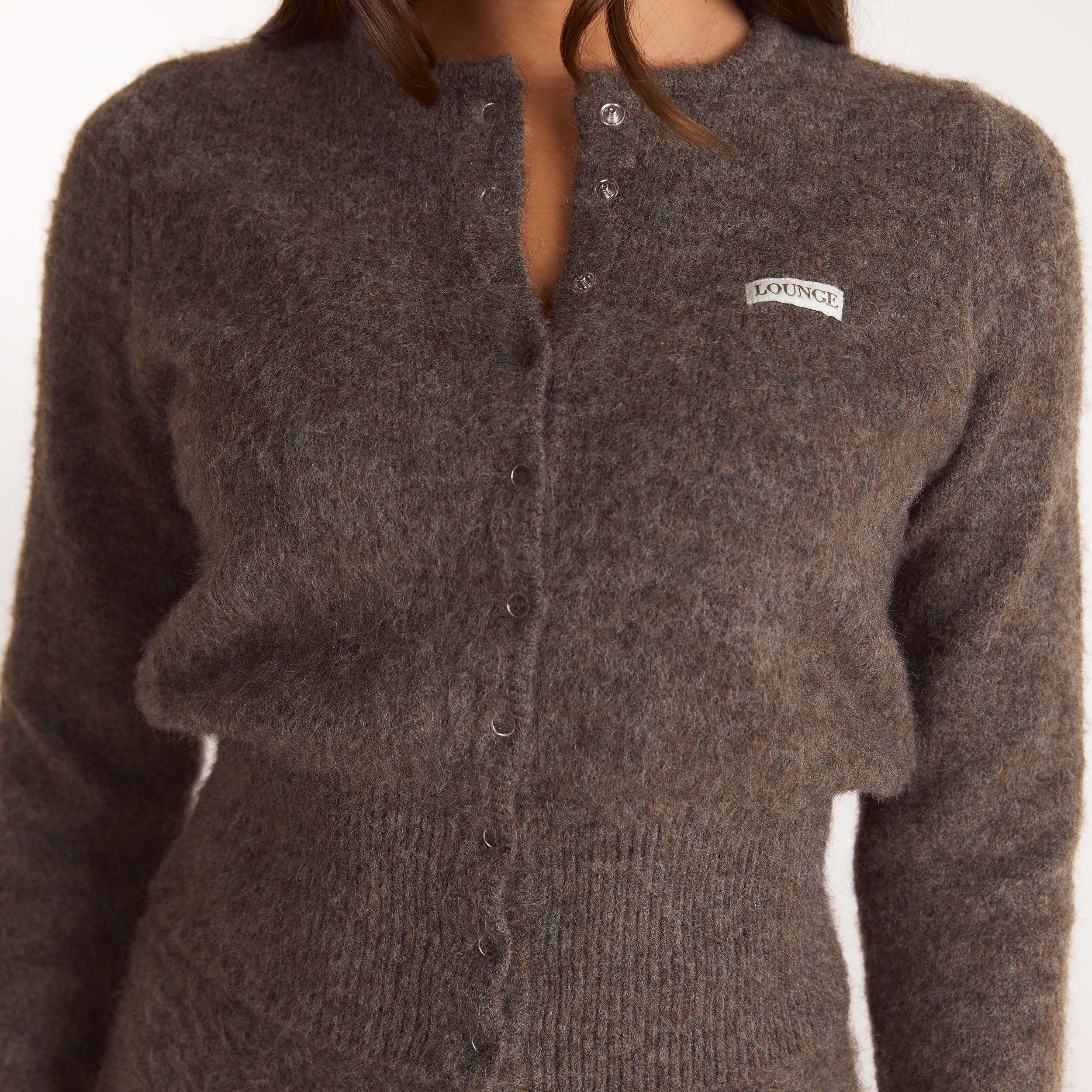 Tailierte Strickjacke | Tailierte Strickjacke - Aschbraun