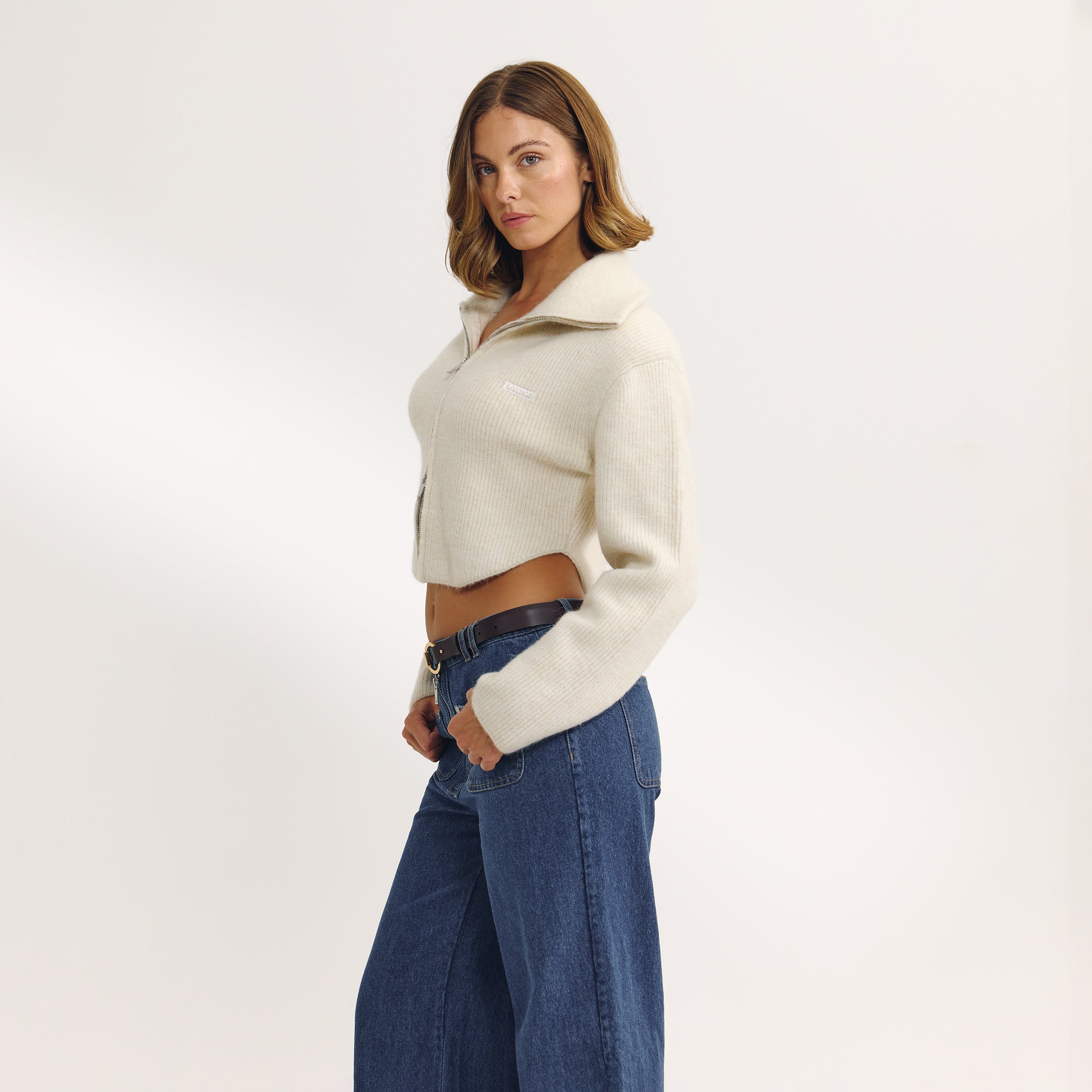 Strukturierte Strickjacke | Strukturierte Strickjacke - Crèmefarben