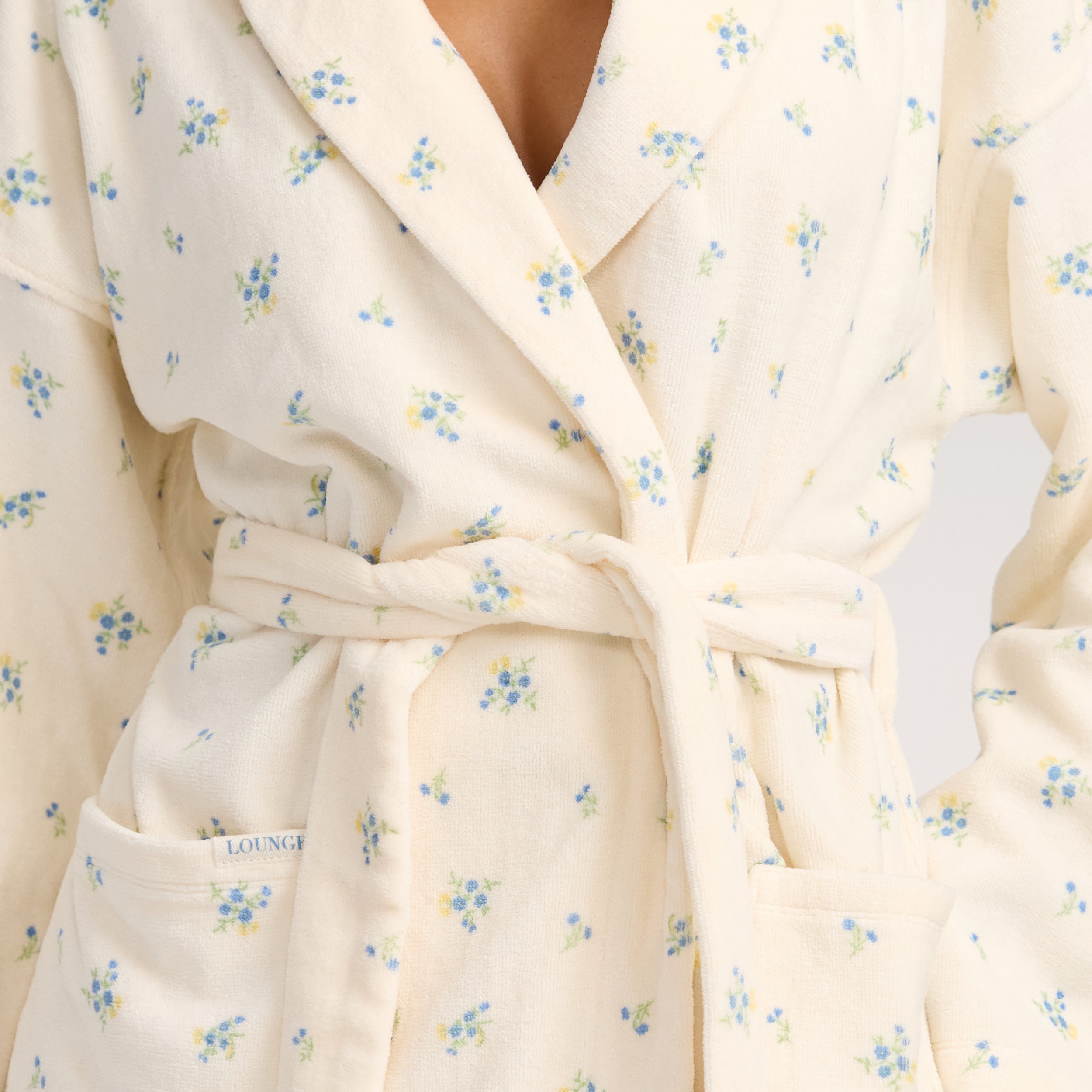 Frottee-Bademantel | Frottee-Bademantel - Florales Muster