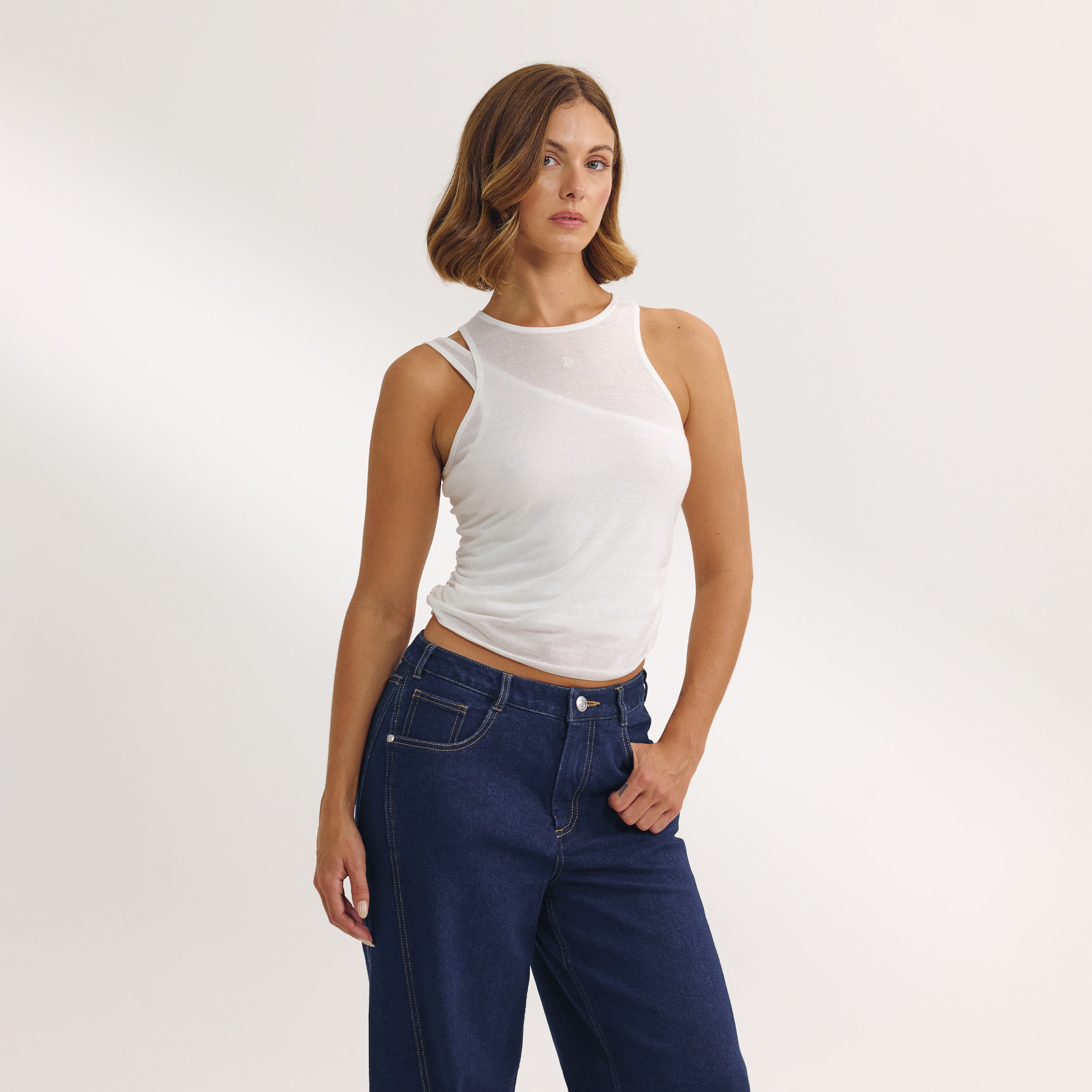 Mehrlagiges Tanktop | Mehrlagiges Tanktop - Weiss