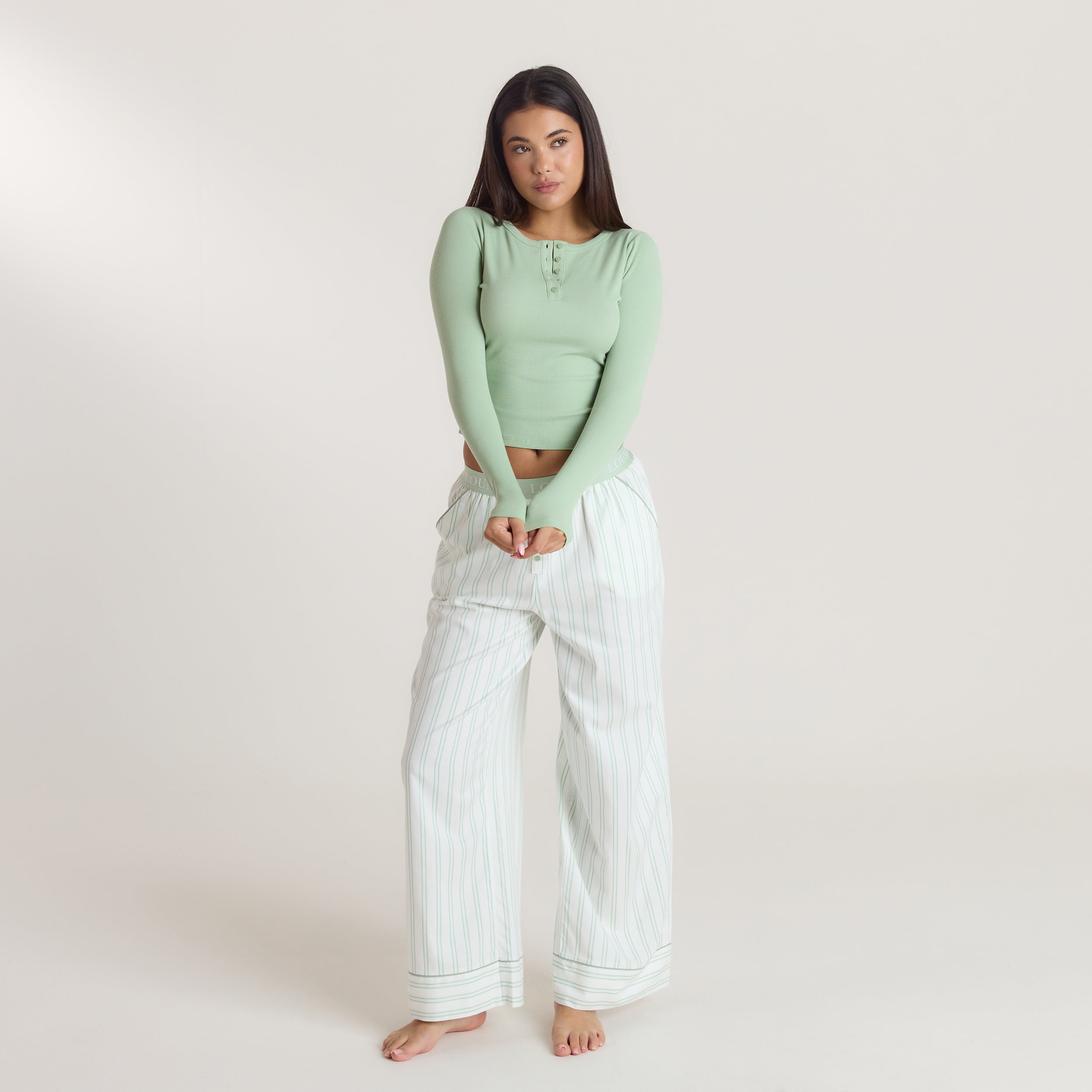 Mistletoe Henley Pyjamahemd | Mistletoe Henley Pyjamahemd - Salbei
