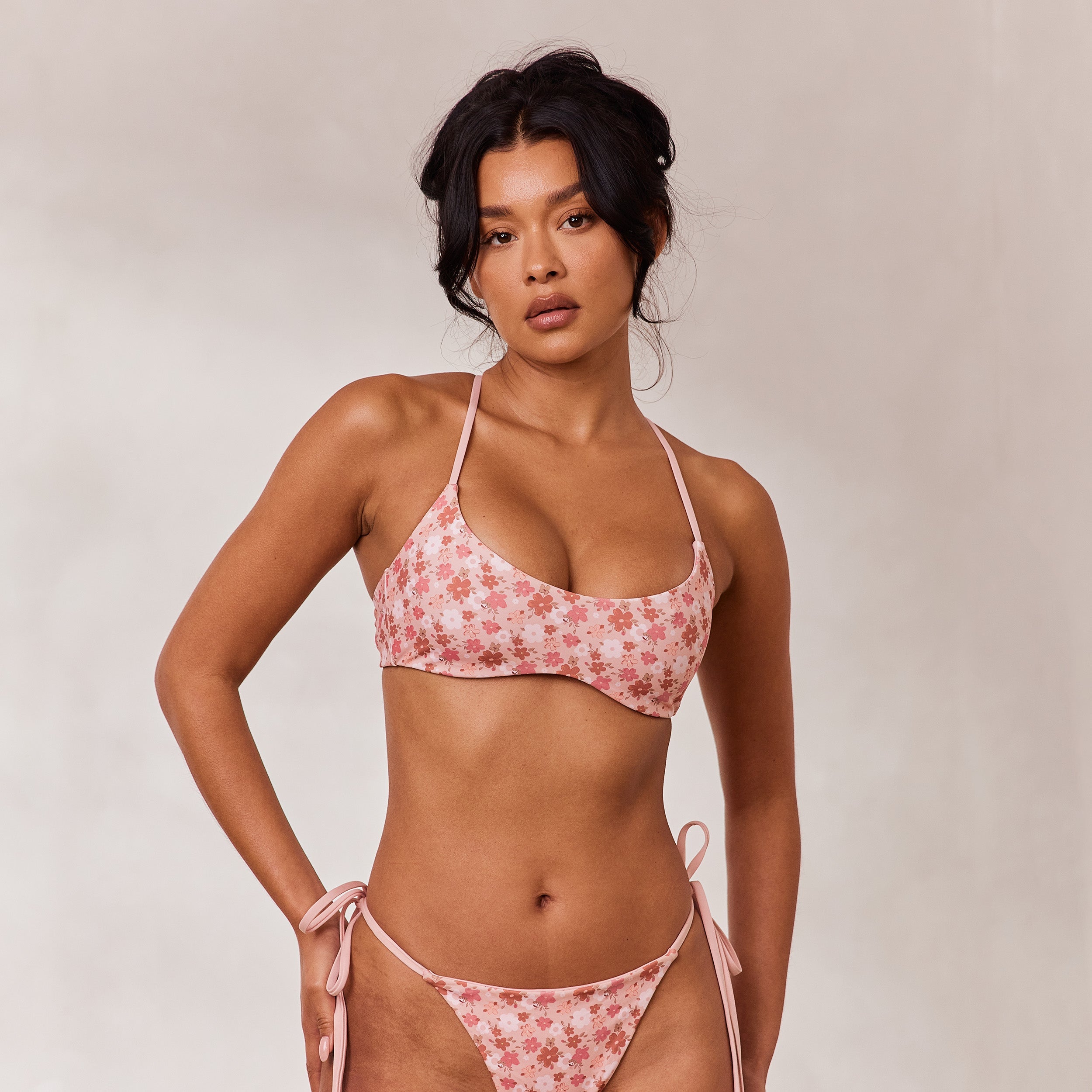 Doppelseitiges Bikini-Bralette | Doppelseitiges Bikini-Bralette - Rosa/Floral