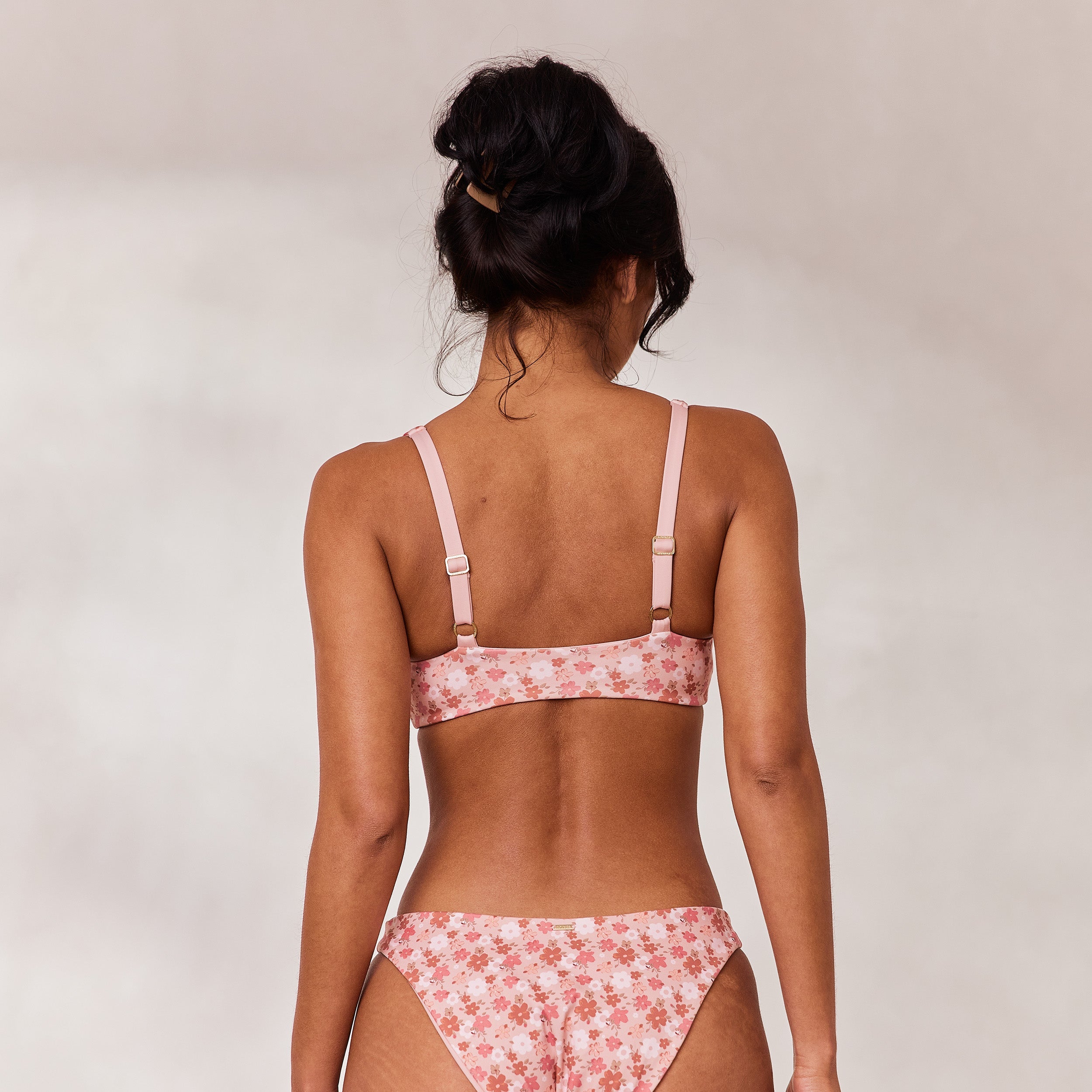 Doppelseitiges Plunge Bikini-Oberteil | Doppelseitiges Plunge Bikini-Oberteil - Rosa/Floral