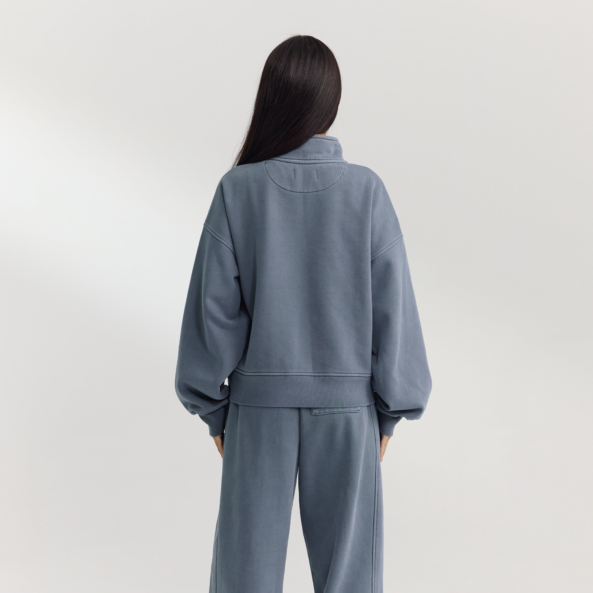 Pullover mit Reissverschluss | Pullover mit Reissverschluss - Gewaschenes Blau