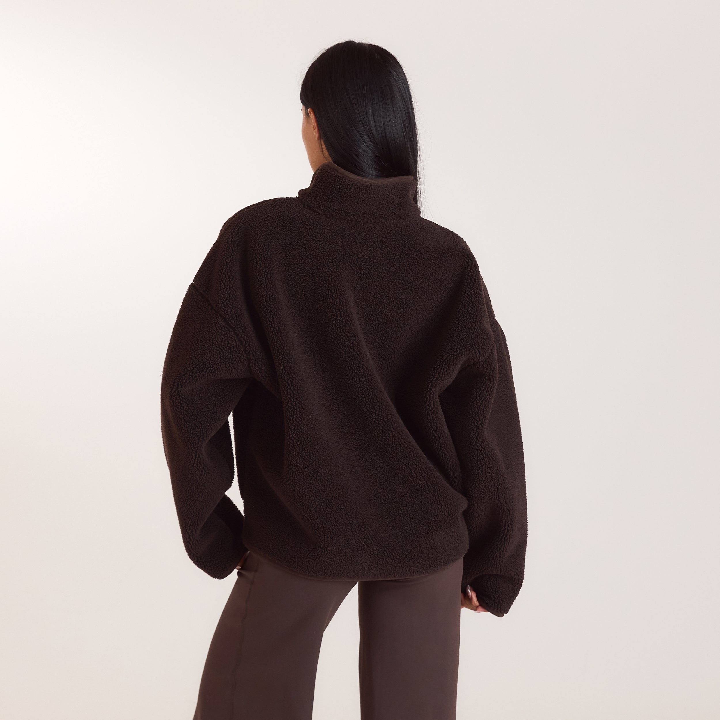 Borg-Jacke mit Reissverschluss | Borg-Jacke mit Reissverschluss - Schokolade