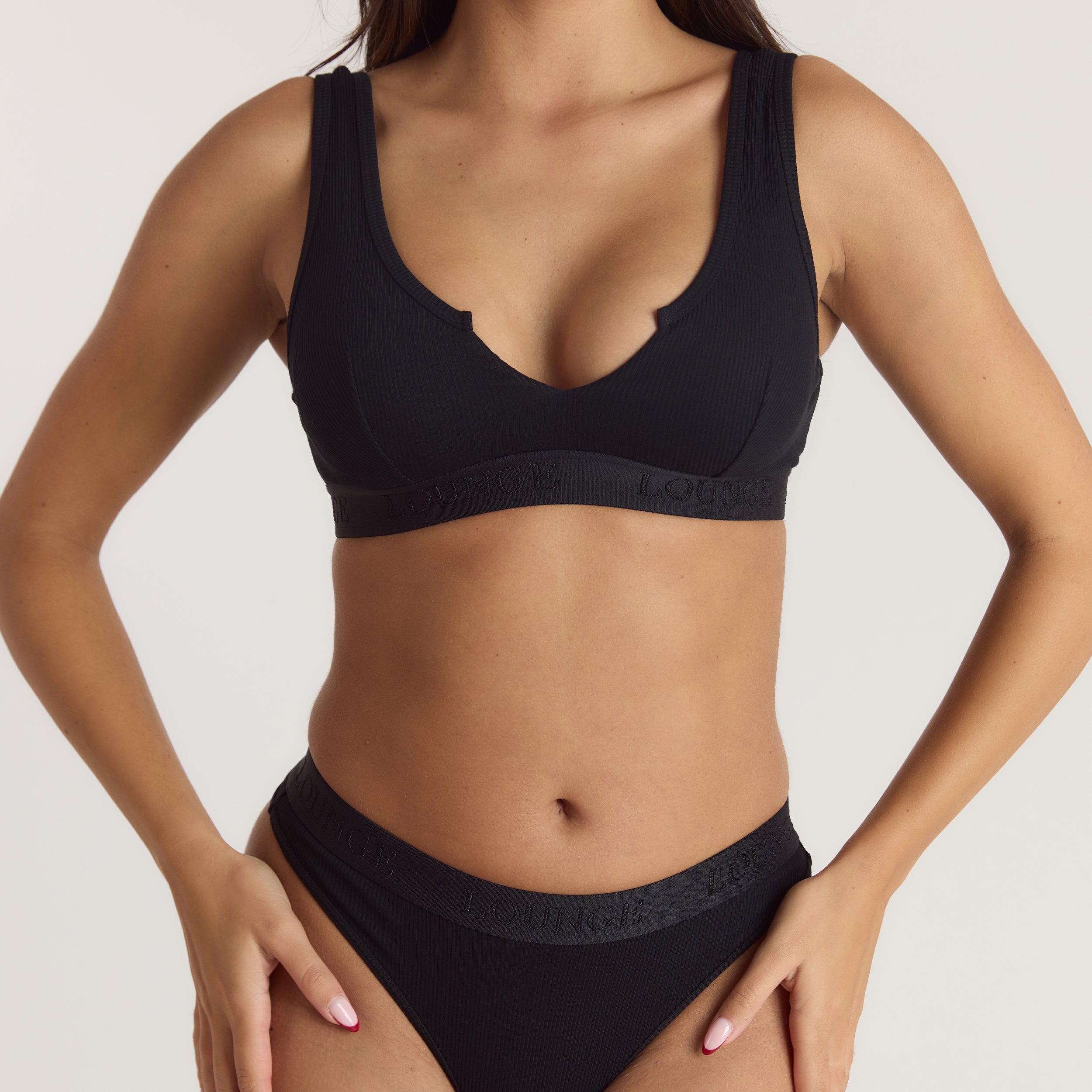 Weiches Geripptes Push-Up Bralette | Weiches Geripptes Push-Up Bralette - Schwarz