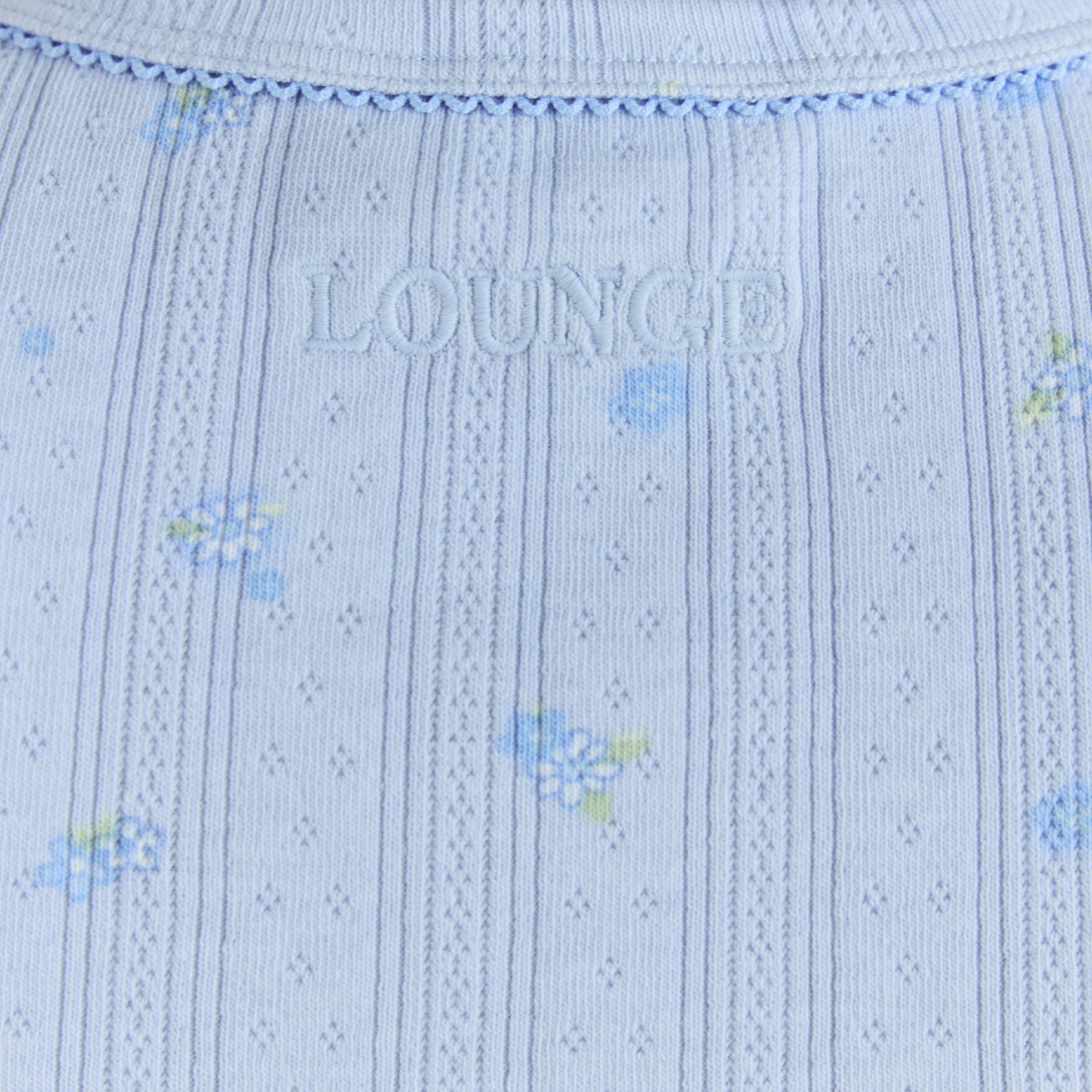 Pointelle Pyjama-Top | Pointelle Pyjama-Top - Florales Blau