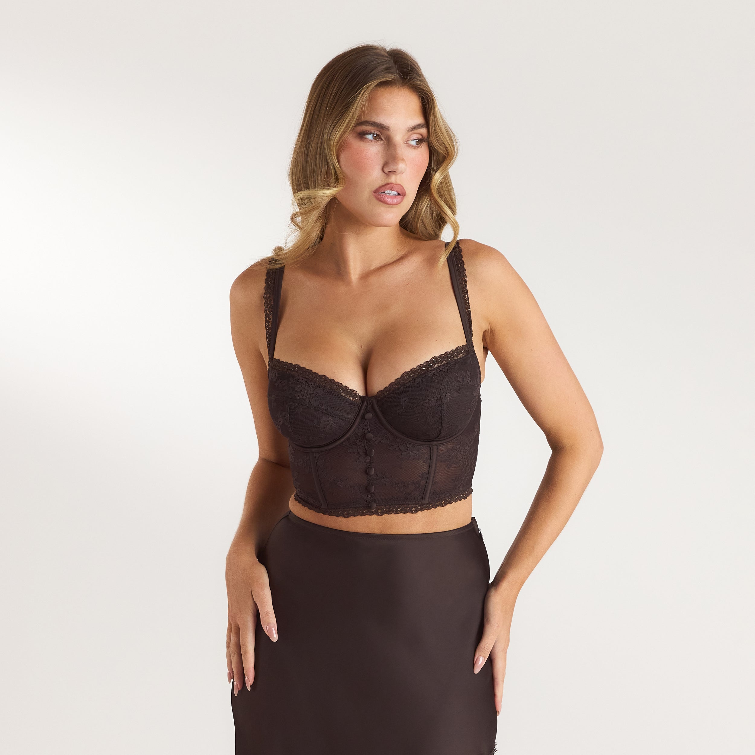 Spitzen-Bralette | Spitzen-Bralette - Schokolade