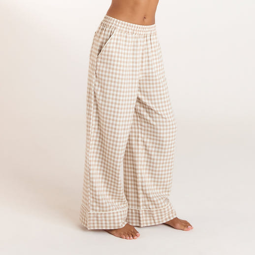 Gingham Pyjama Hose - Beige