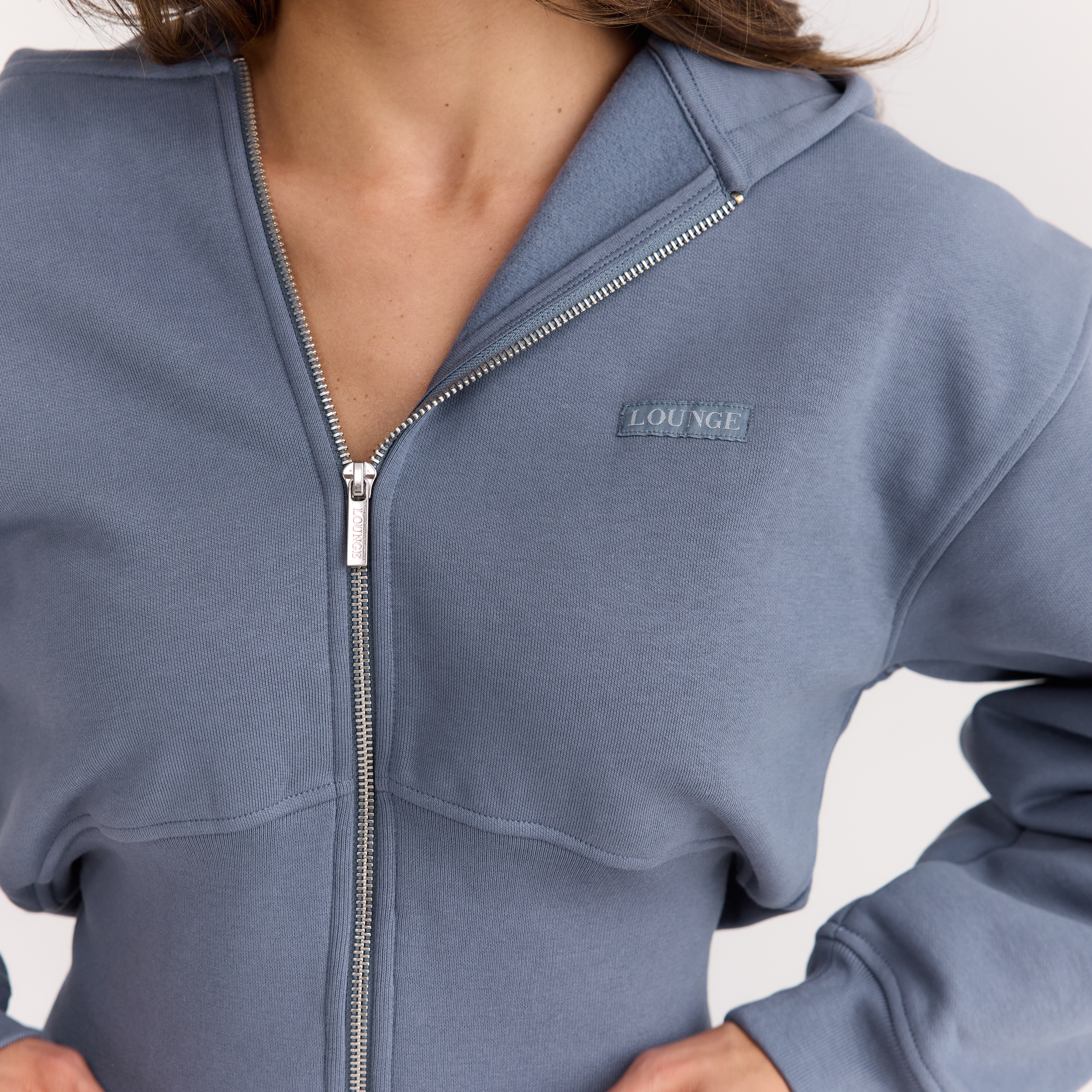 Taillierte Zip-Up Hoodie | Taillierte Zip-Up Hoodie - Schieferblau
