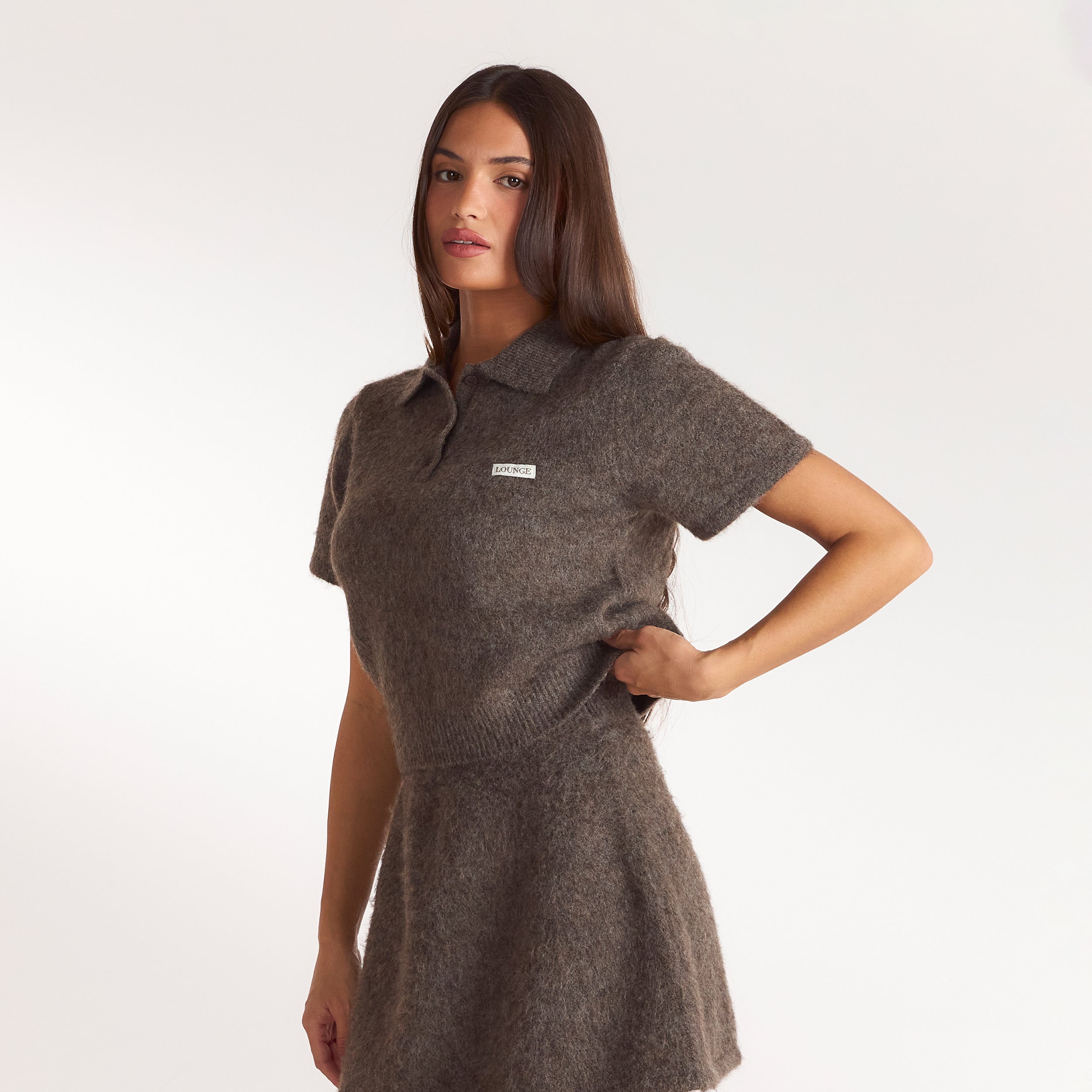 Gestricktes Polotop | Gestricktes Polotop - Aschbraun