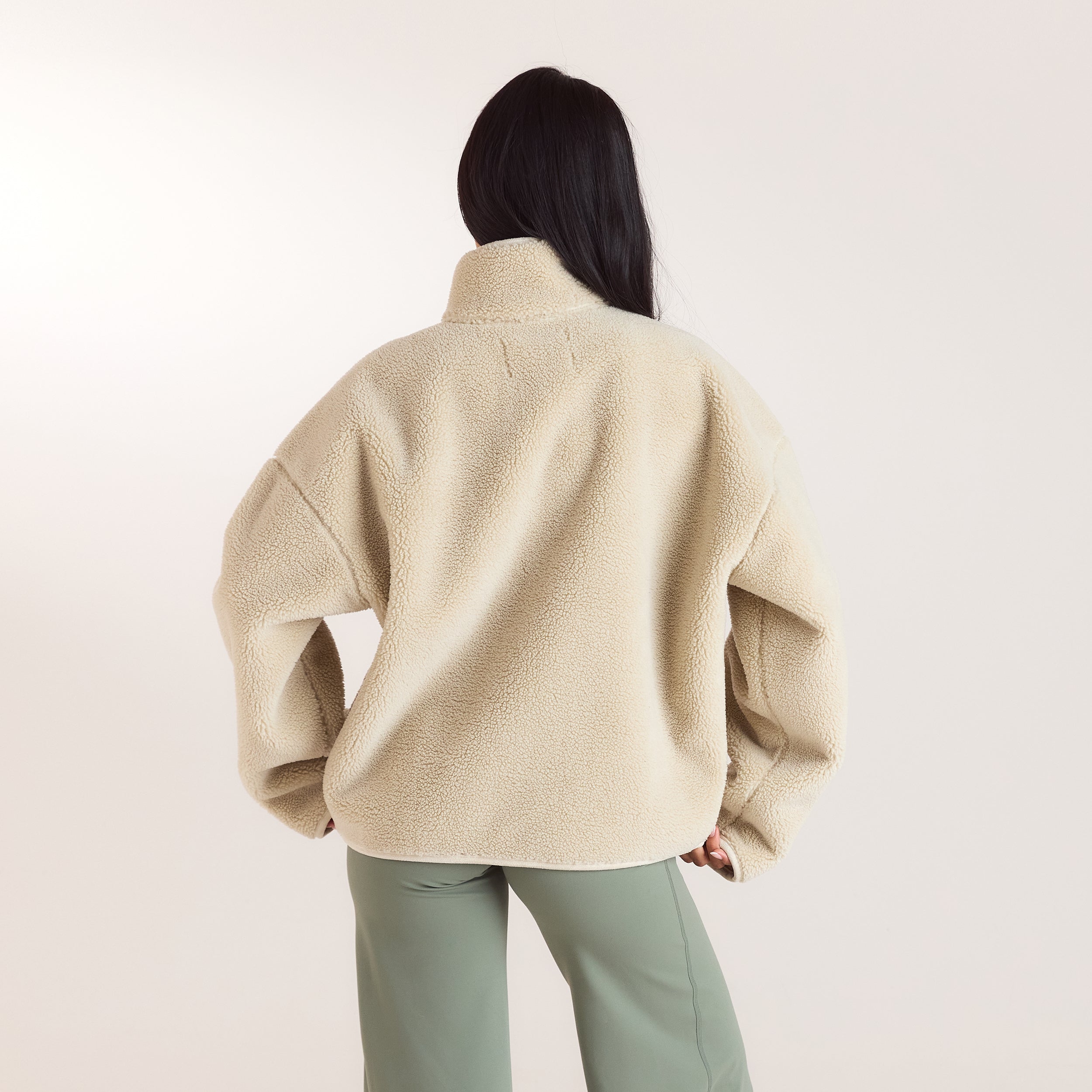 Borg-Jacke mit Reissverschluss | Borg-Jacke mit Reissverschluss - Crèmefarbe