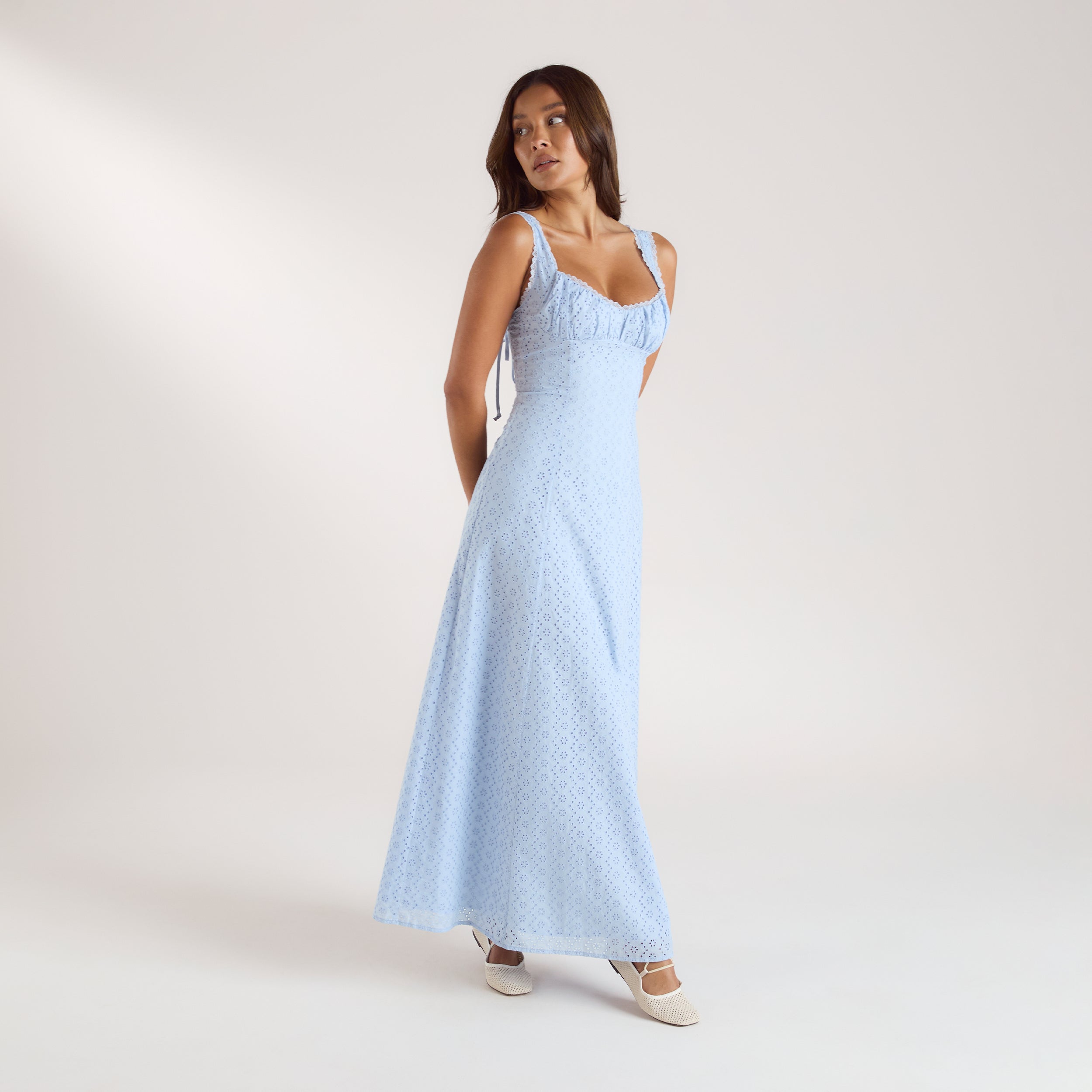 Maxikleid mit Korsettrücken | Maxikleid mit Korsettrücken - Blau