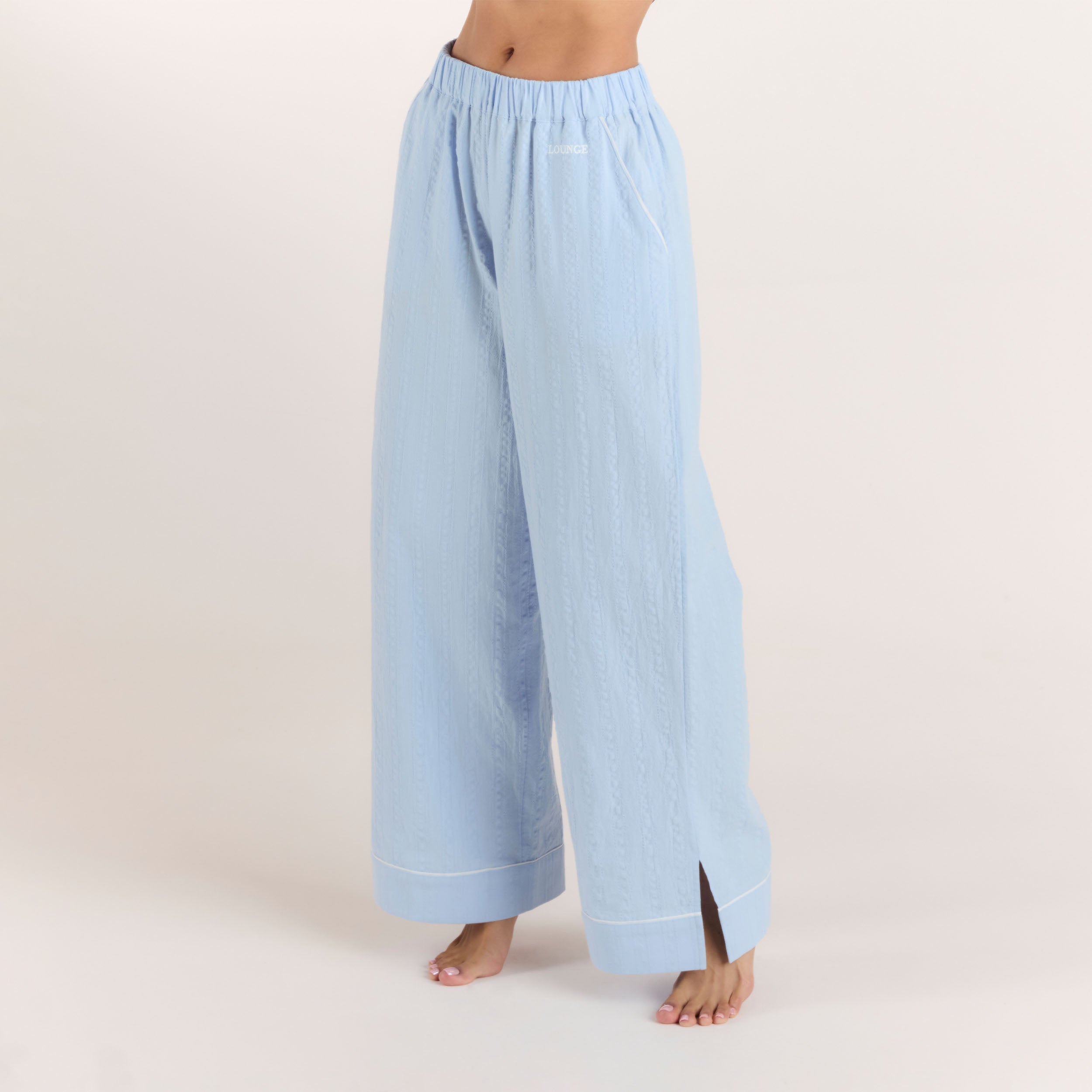 Texturierte Pyjamashorts aus Baumwoll | Texturierte Pyjamashorts aus Baumwoll - Blau