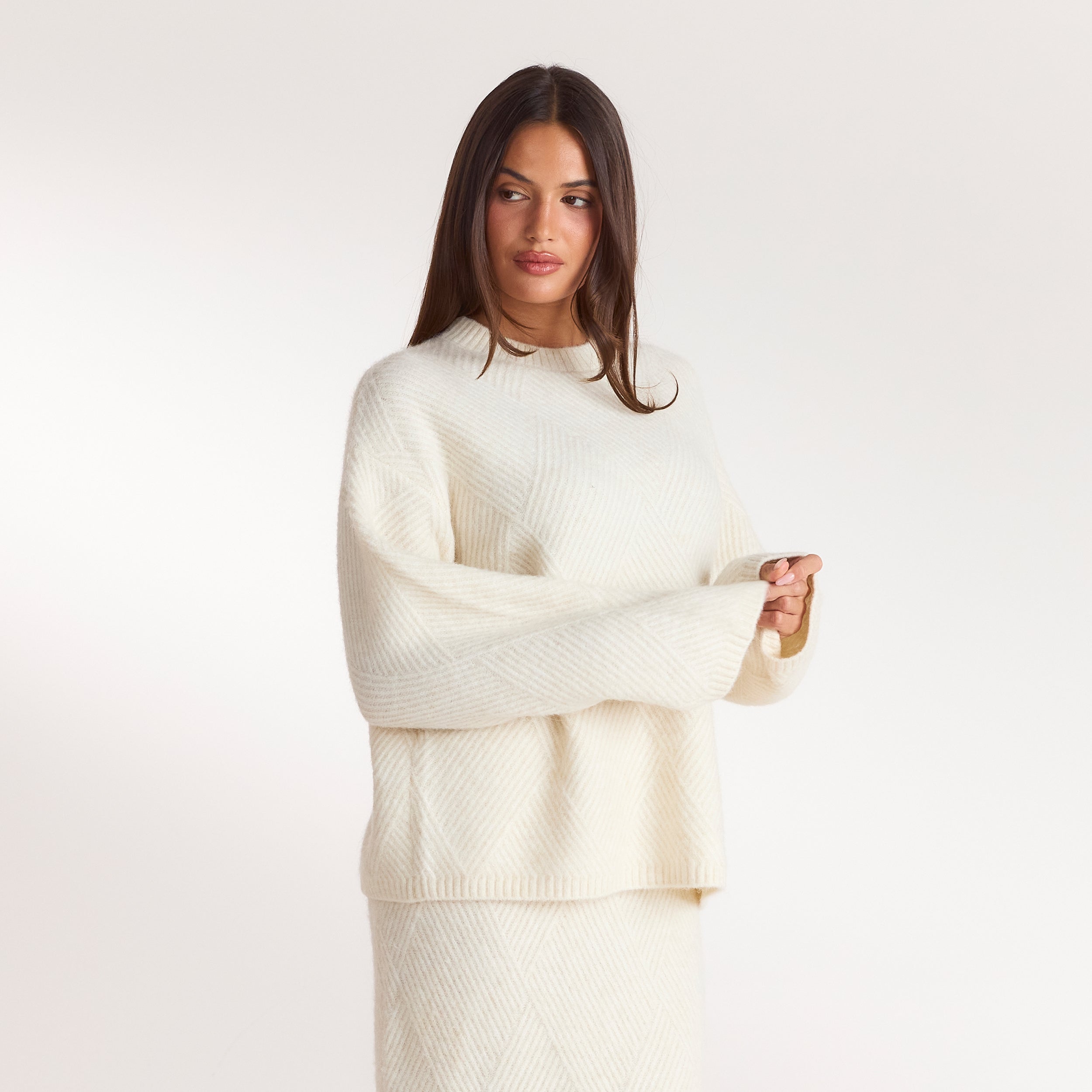 Diamond Strickpullover | Diamond Strickpullover - Crèmefarbe