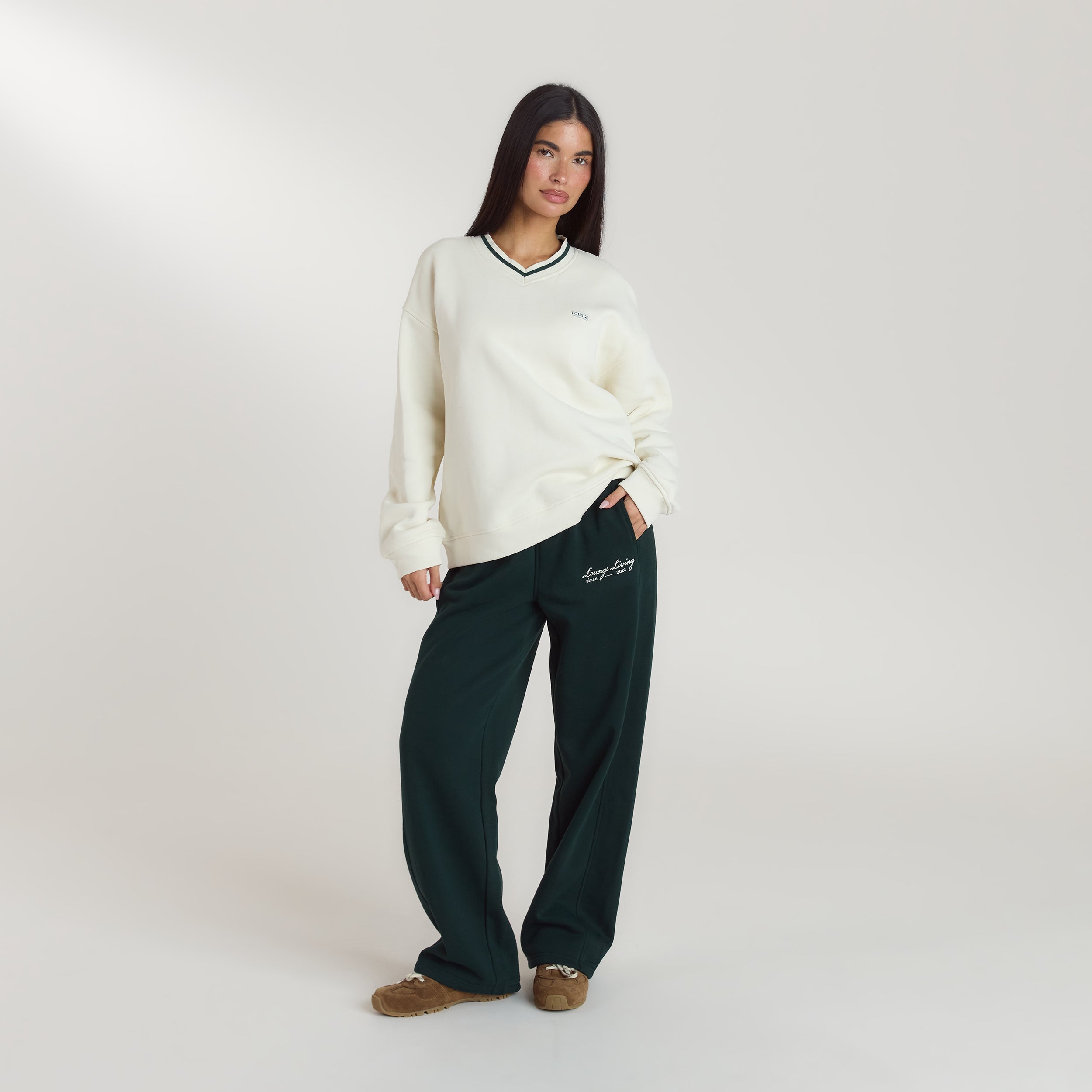 Lounge Living V-Neck Pullover | Lounge Living V-Neck Pullover - Crèmefarben