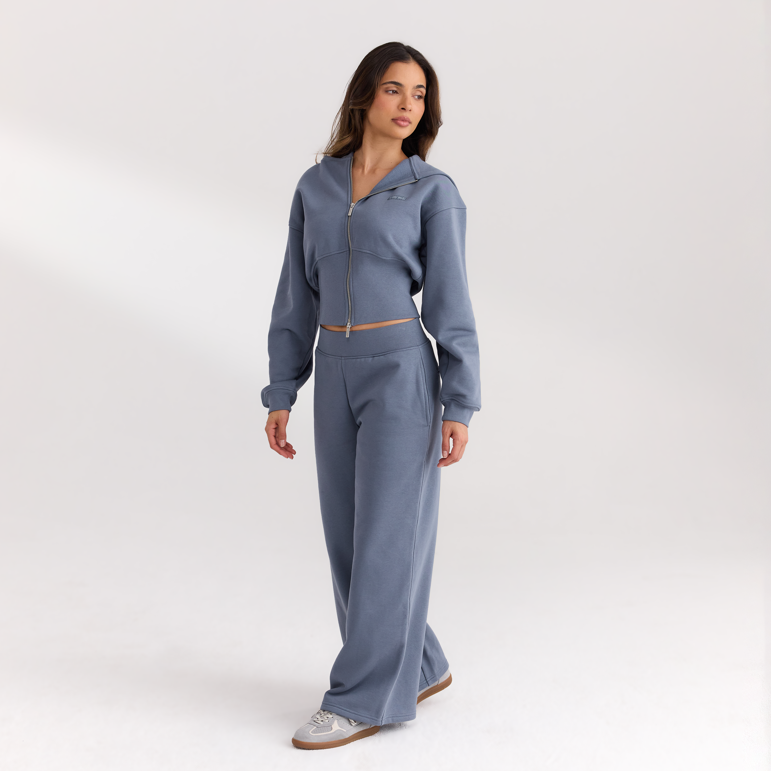 Taillierte Zip-Up Hoodie | Taillierte Zip-Up Hoodie - Schieferblau