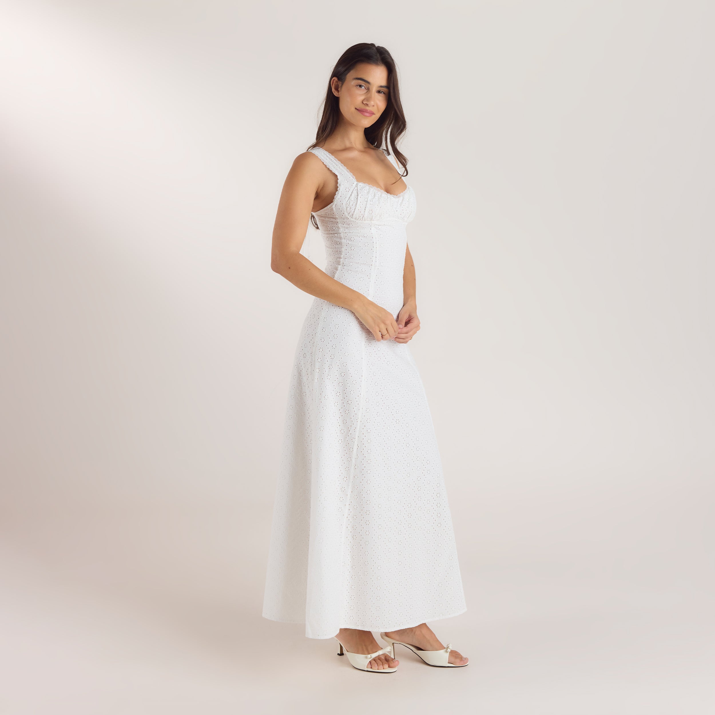  Maxikleid mit Korsetterie | Maxikleid mit Korsetterie - Weiss