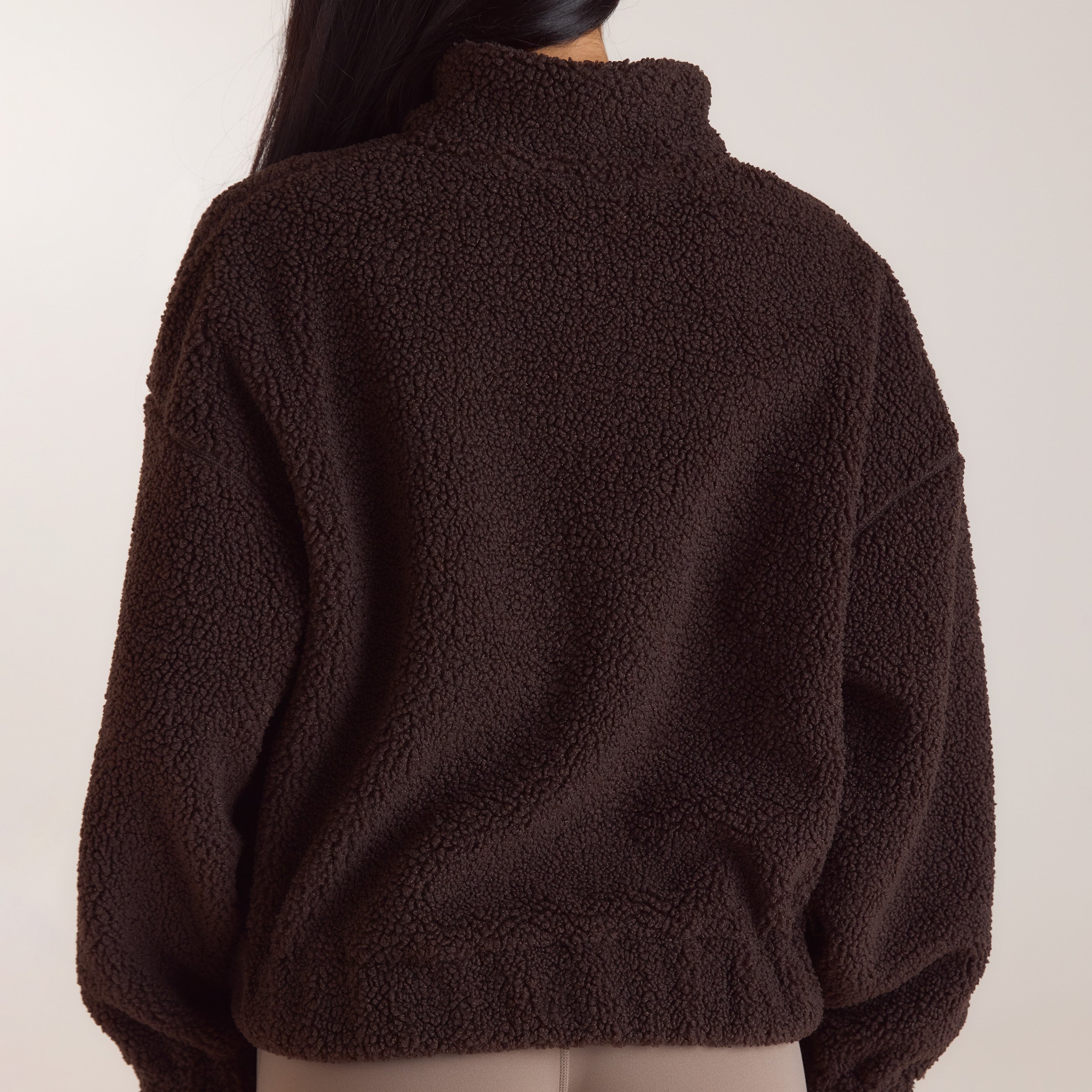 Borg-Fleecejacke mit Stehkragen | Borg-Fleecejacke mit Stehkragen - Dunkle Schokolade