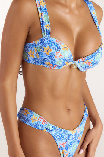 Mosaic Bikini Bügel-BH - Blau-Druck
