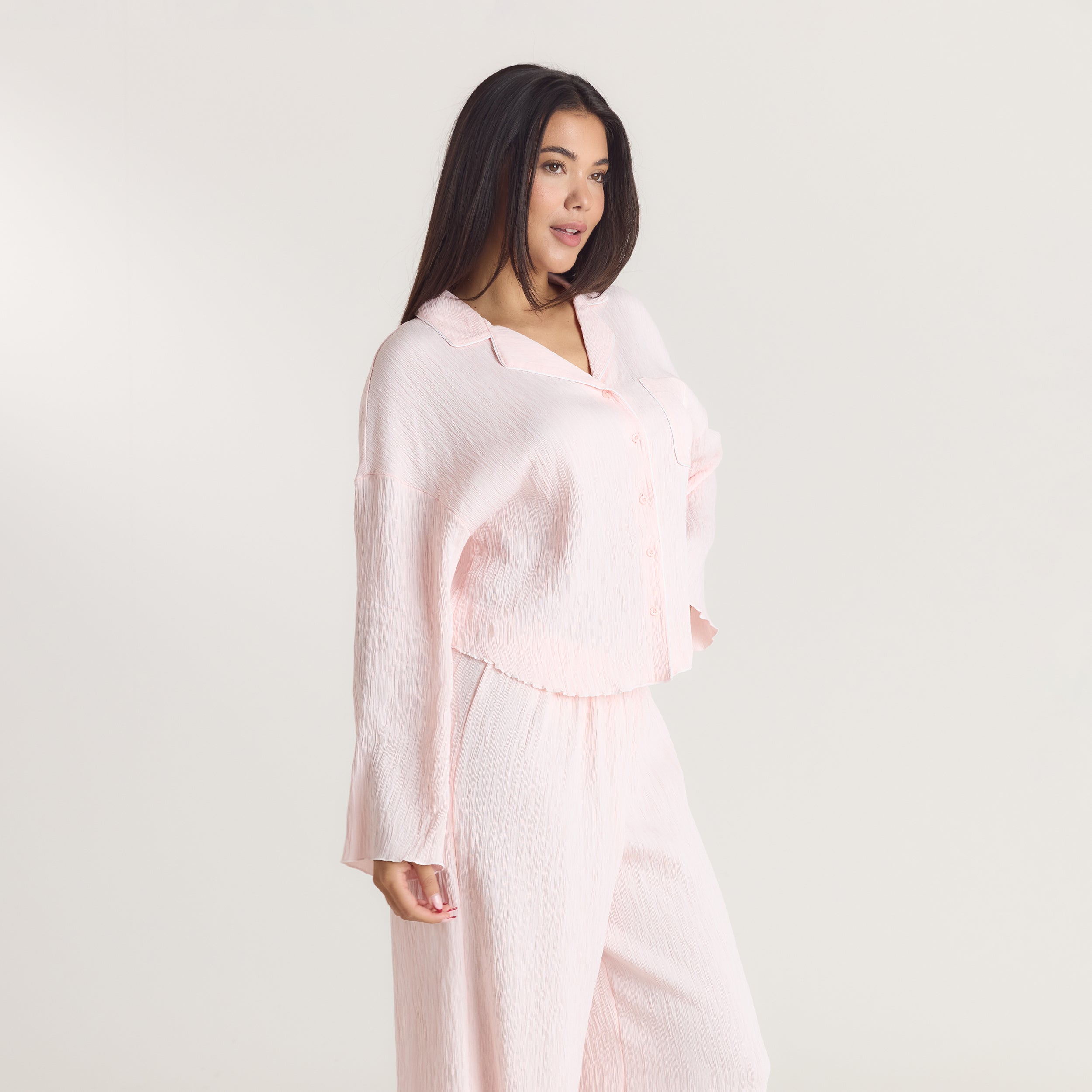 Crinkle Pyjamahemd | Crinkle Pyjamahemd - Rosa