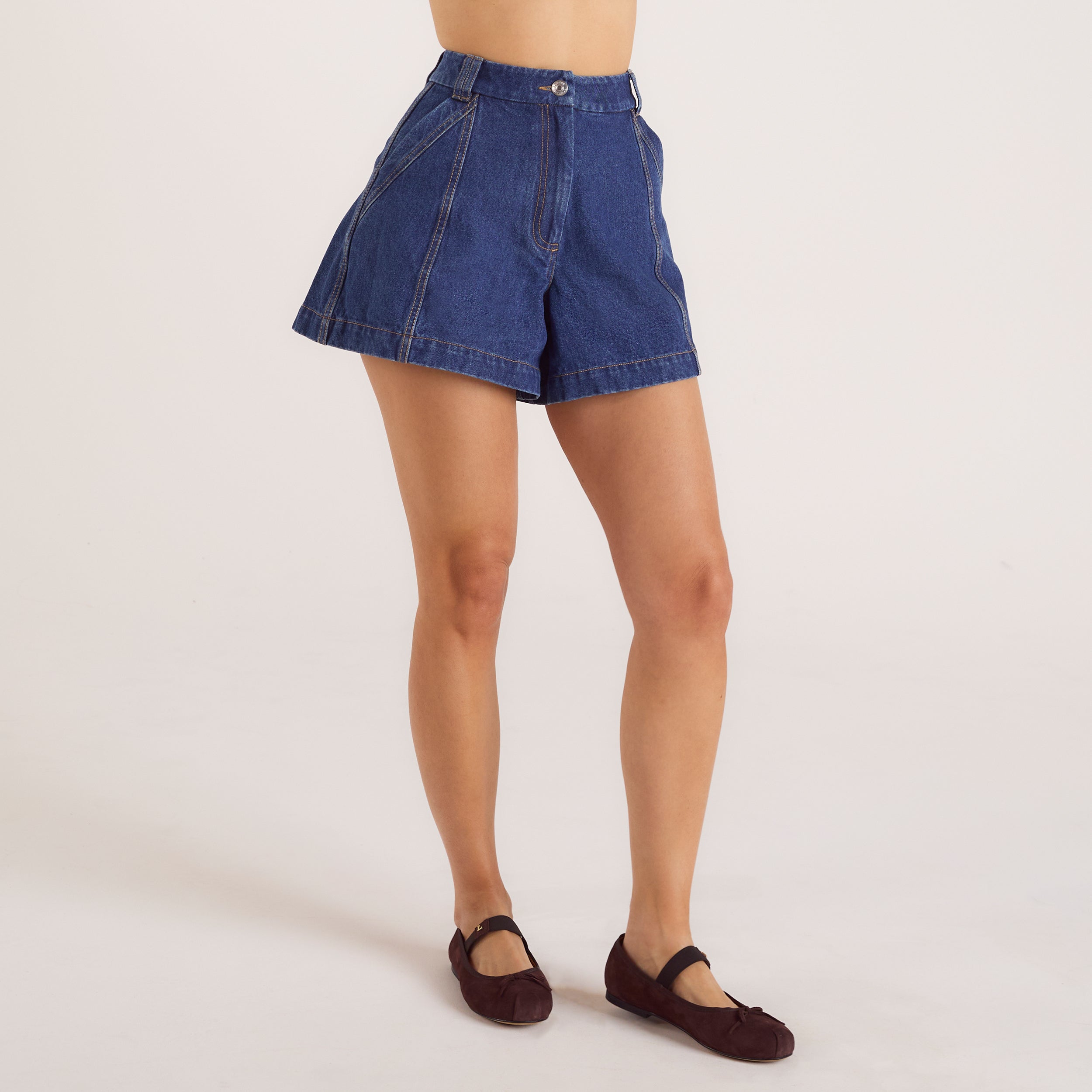 Jeansshorts mit Weitem Saum | Jeansshorts mit Weitem Saum - Blau