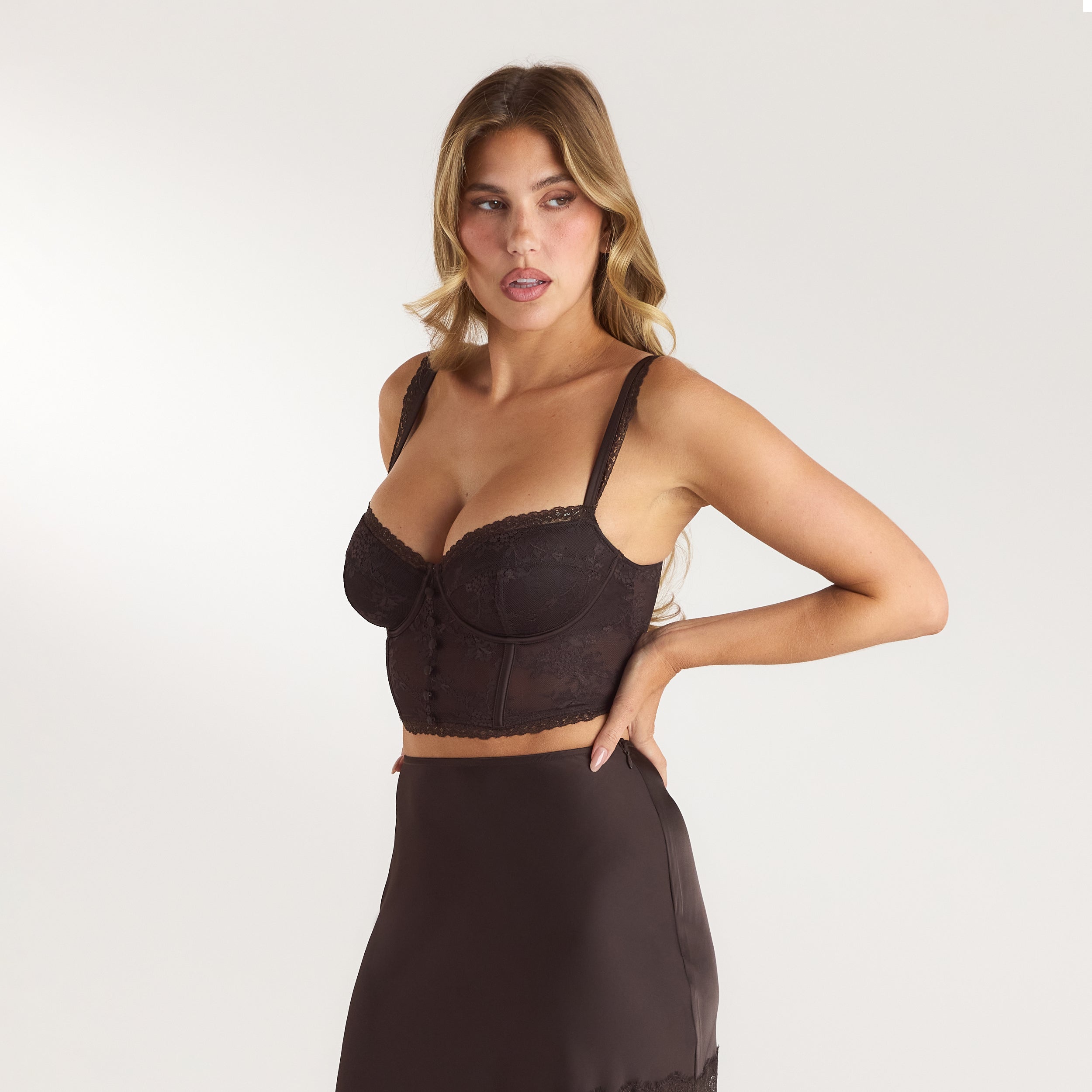 Spitzen-Bralette | Spitzen-Bralette - Schokolade