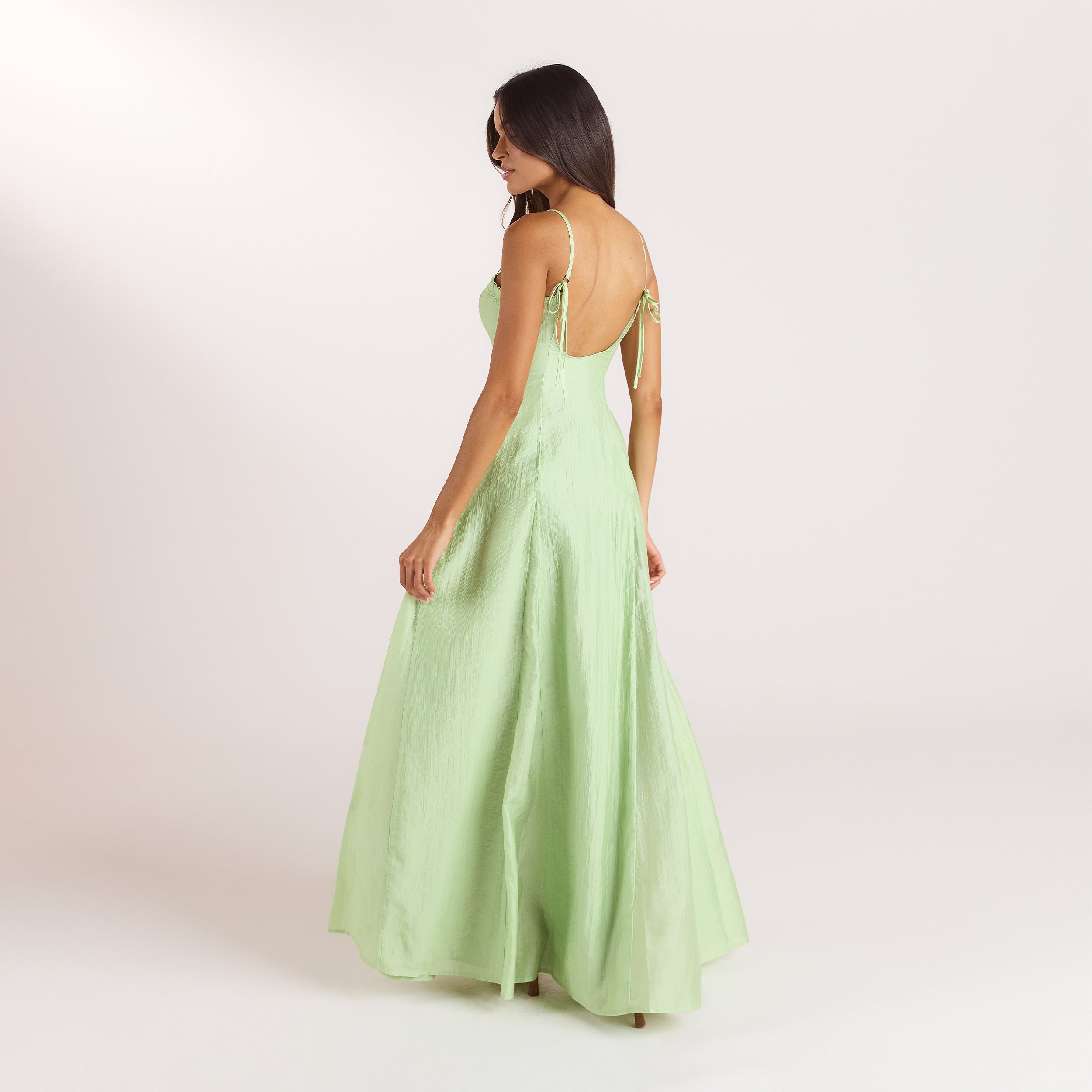 Bestickter Maxikleid mit Korsetdetail | Bestickter Maxikleid mit Korsetdetail - Grün