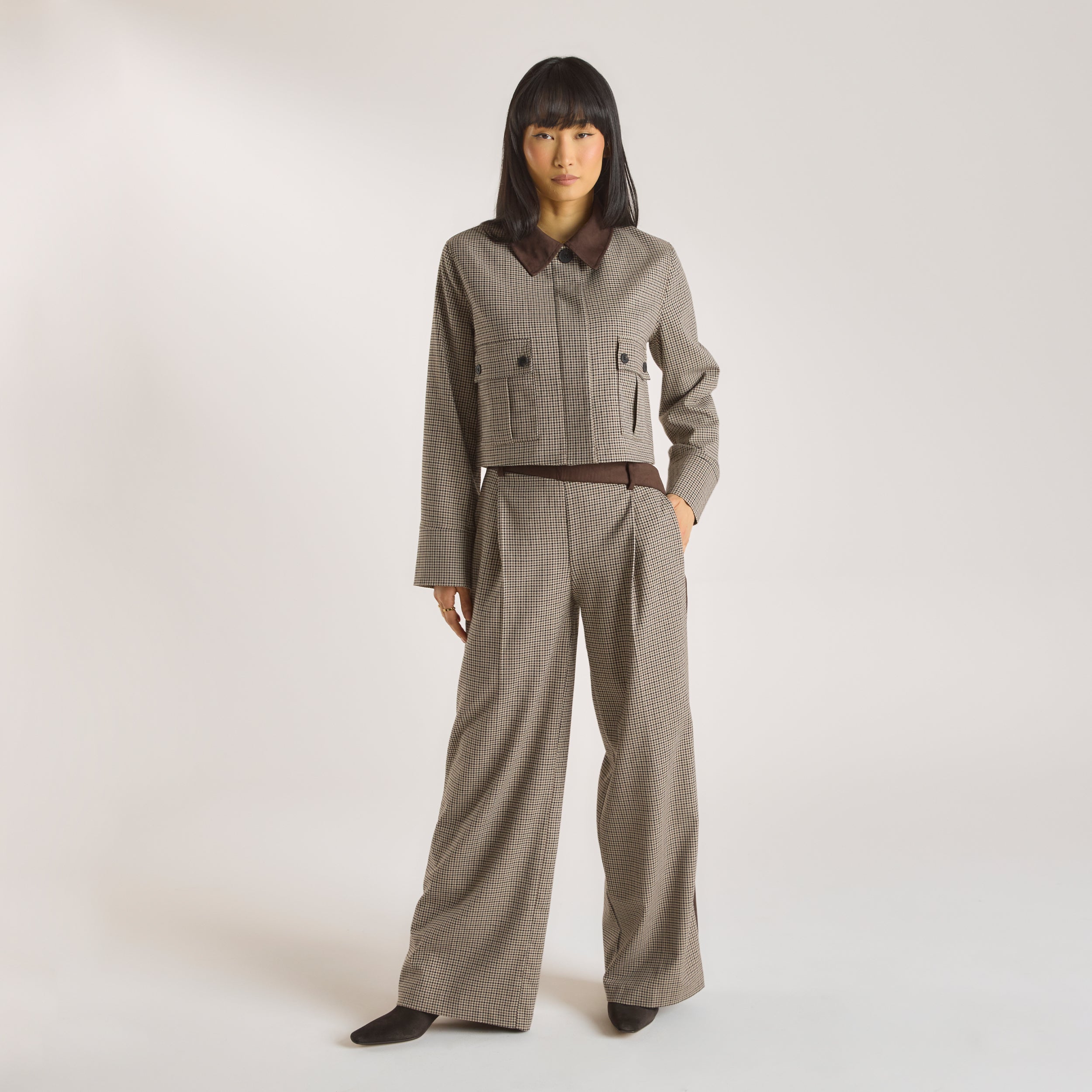 Hahnentrittmuster-Jacke | Hahnentrittmuster-Jacke - Braun