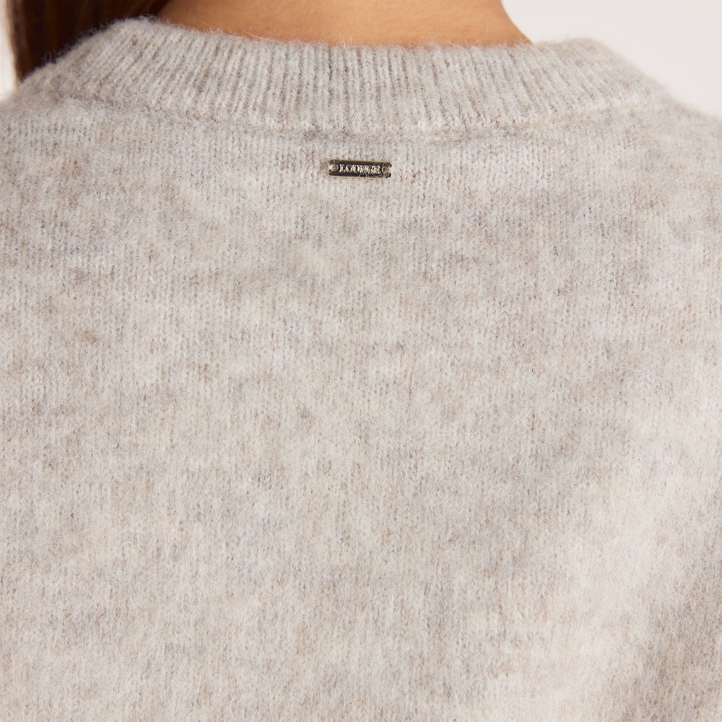 Flauschiger Strickpullover | Flauschiger Strickpullover - Warmes Grau