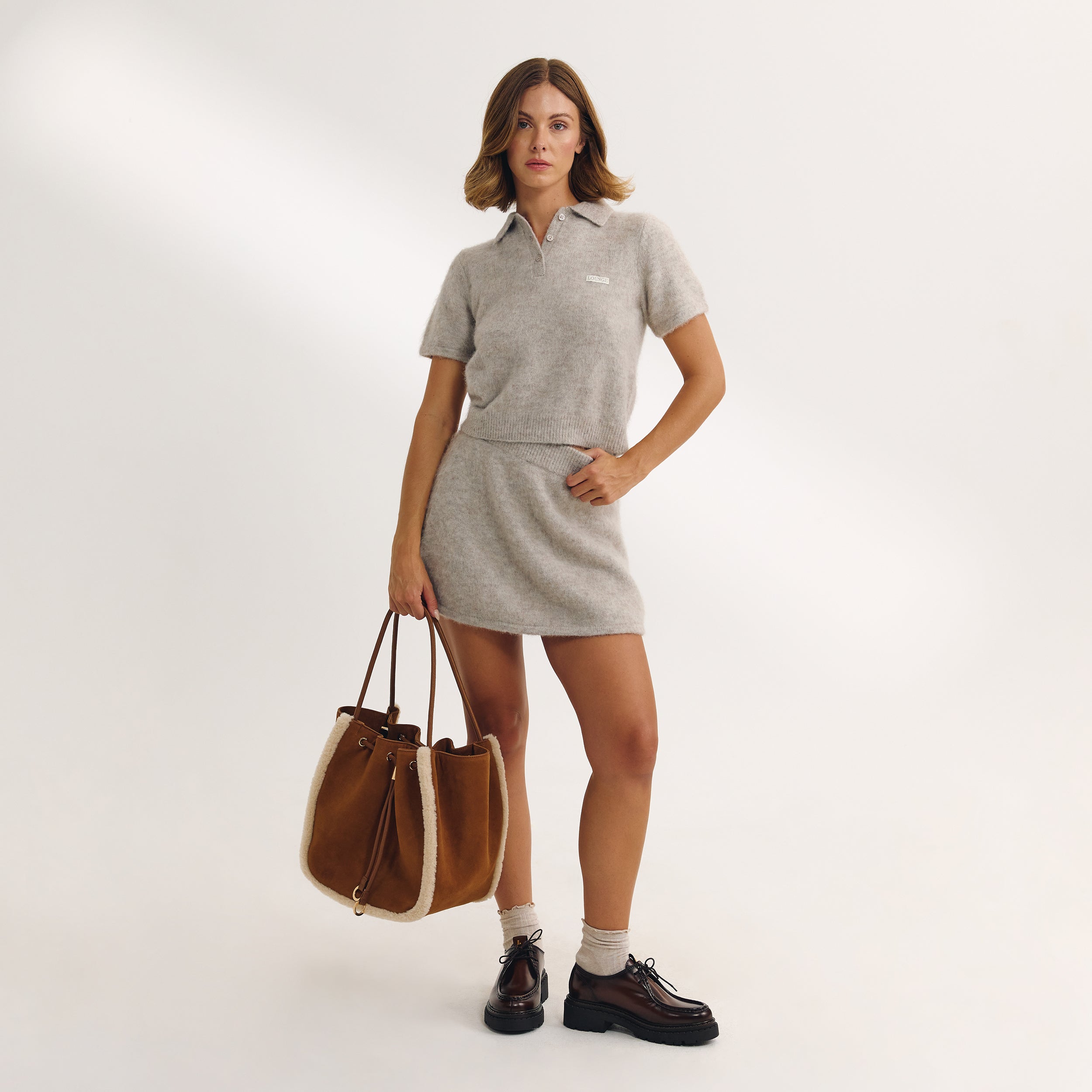 Gestrickter Mini-Rock | Gestrickter Mini-Rock - Hellbraun