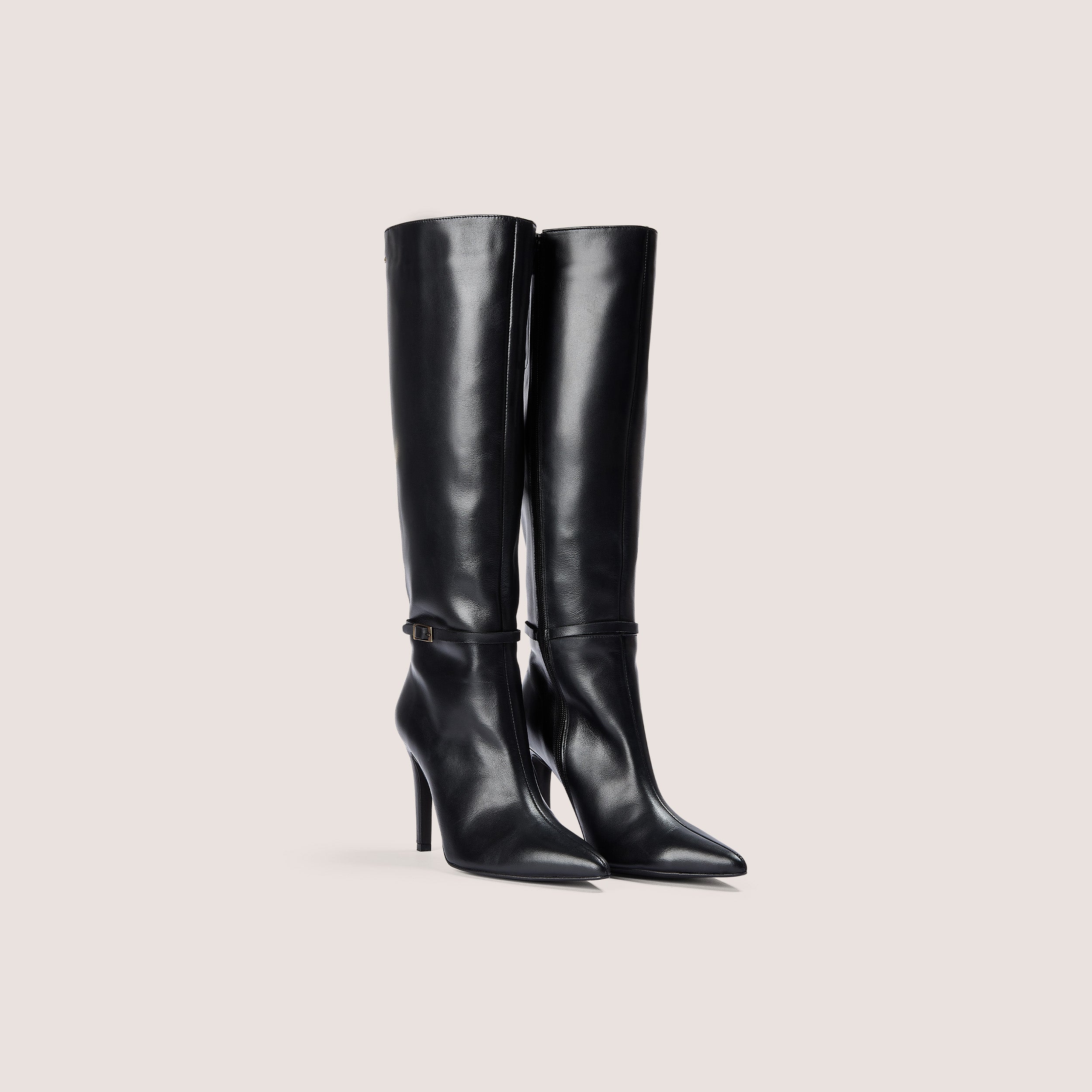 Juni Kniehohe Lederstiefel | Juni Kniehohe Lederstiefel - Schwarz