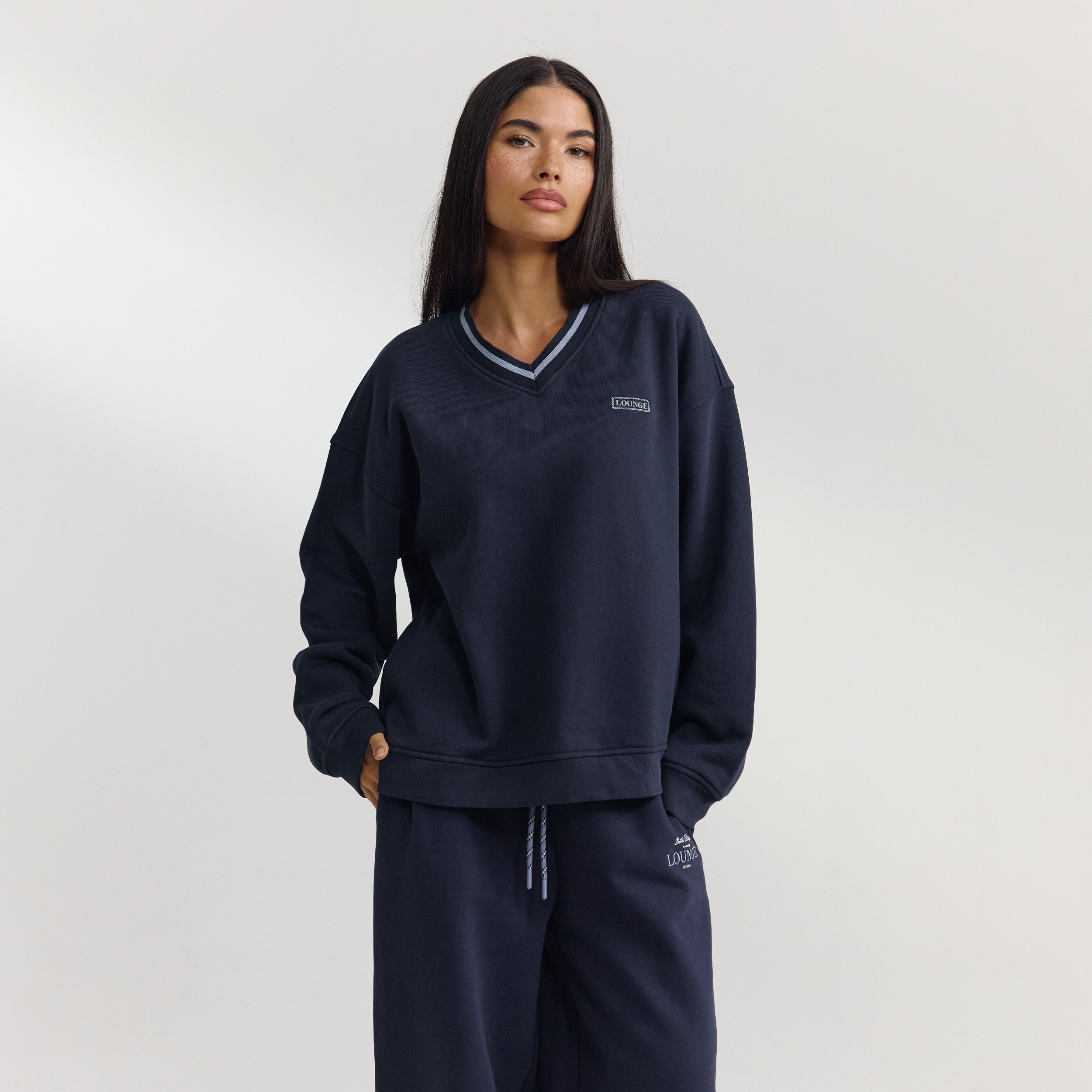 V-Neck Pullover - Dunkelblau