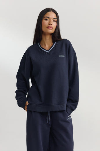 V-Neck Pullover - Dunkelblau