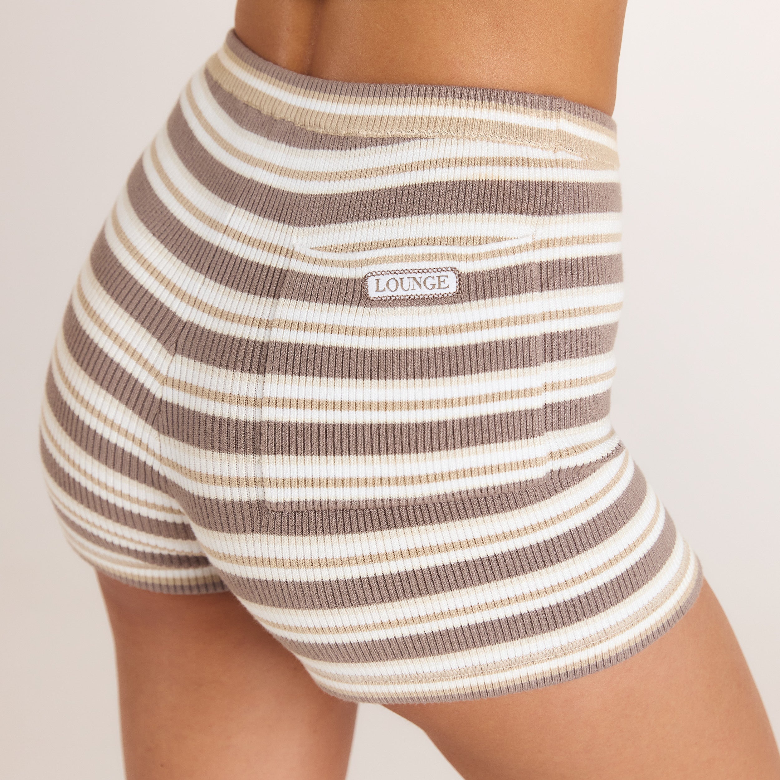 Strickshorts | Strickshorts - Hellbraune Streifen