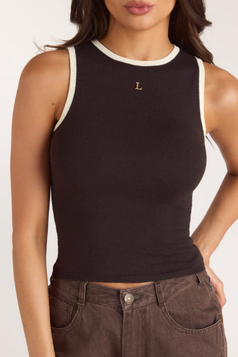 Strick-Vest Top - Schokolade
